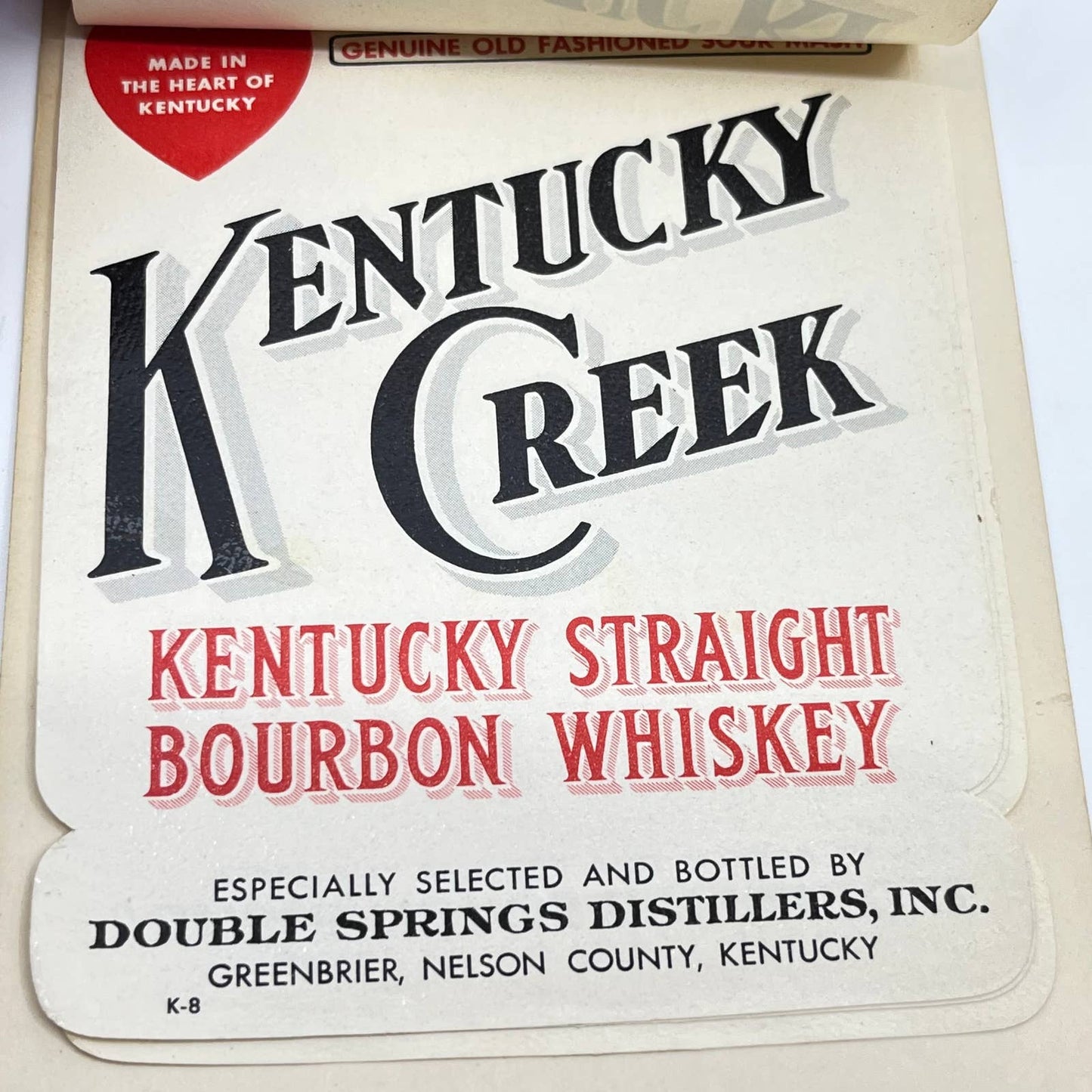 Kentucky Creek Bourbon Whiskey Label Set of 5 Double Springs Greenbrier KY