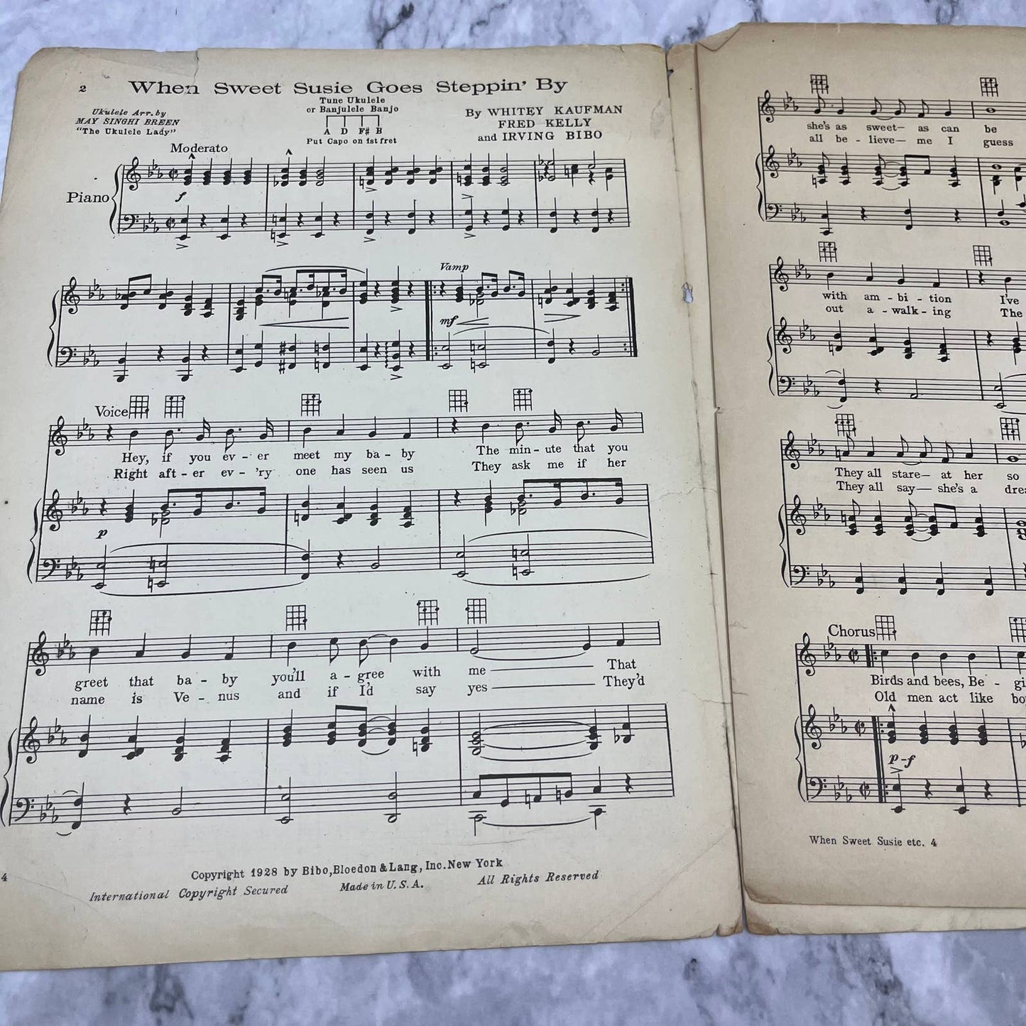 1928 Sheet Music - When Sweet Susie Goes Steppin' By Kaufman Kelly Bibo TH5