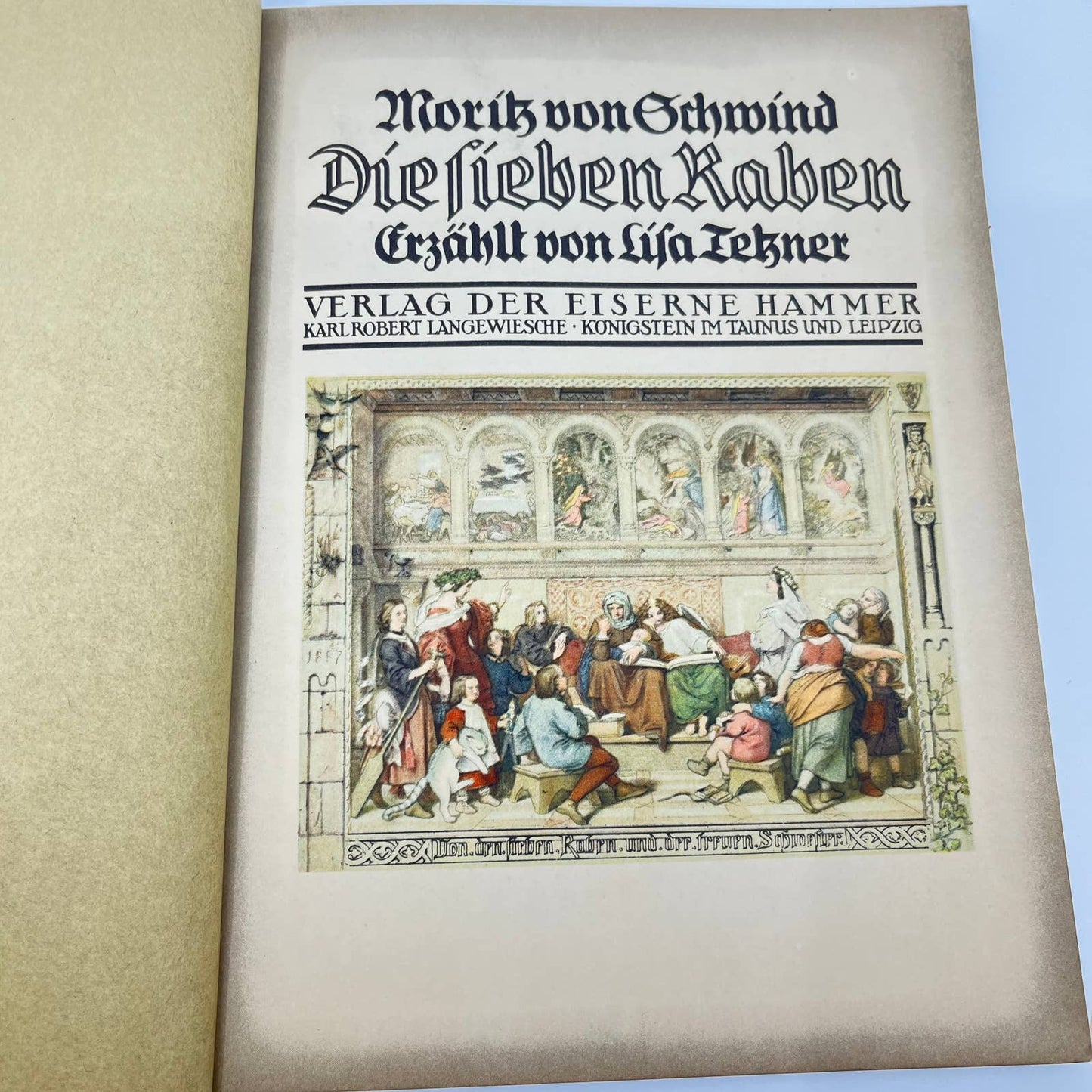 Antique German Art Book Die Sieben Raben, Moritz von Schwind Dust Jacket TF3