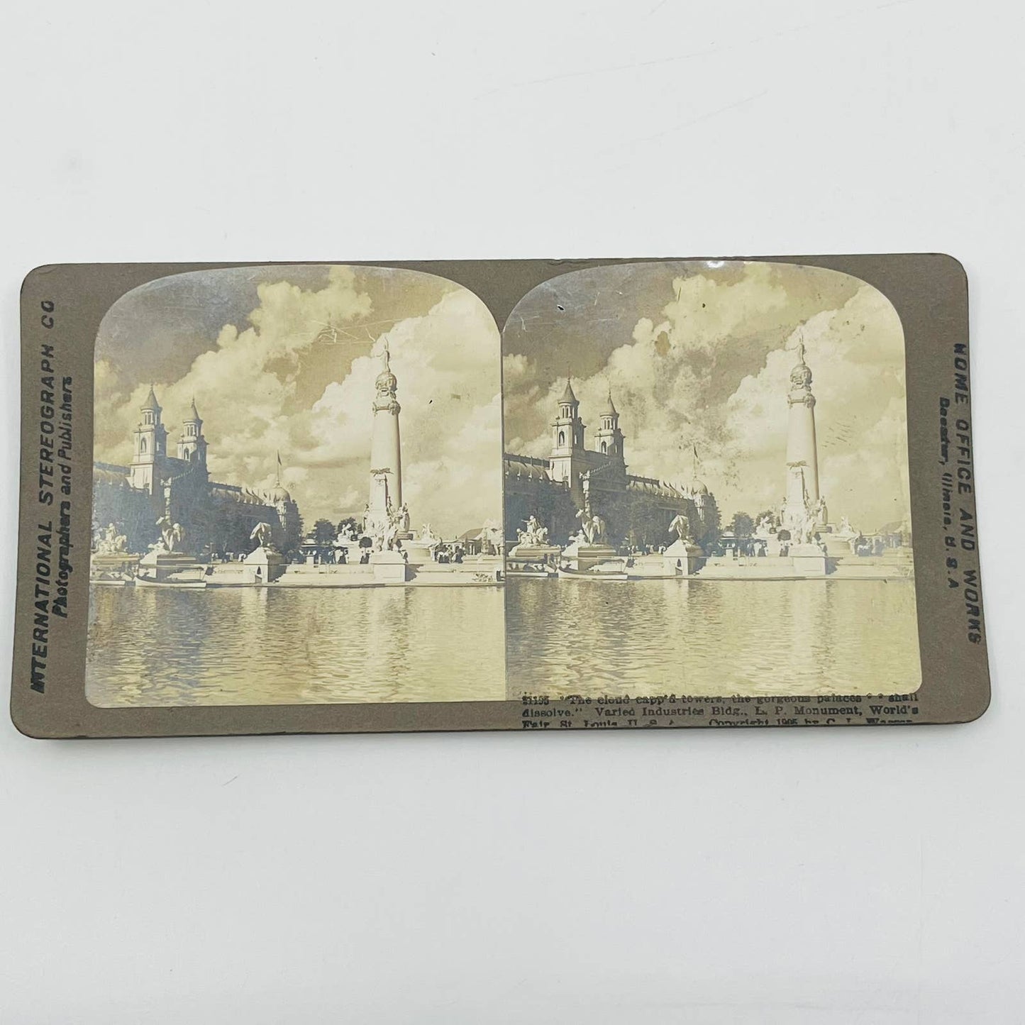 1904 Stereoview St Louis World’s Fair Varied Industries Bldg LP Monument SB8