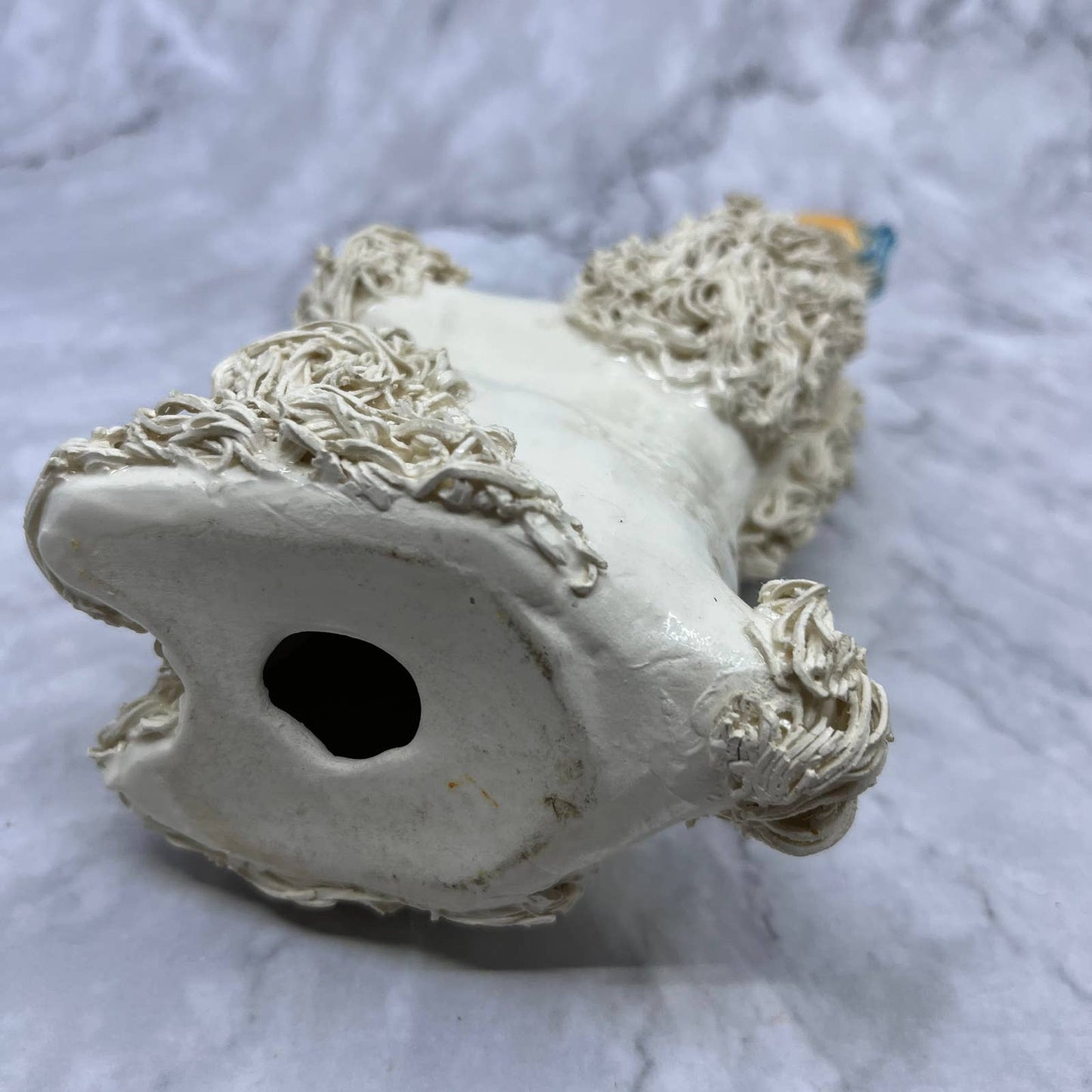 Vintage MCM Porcelain Spaghetti White Poodle Dog 6.5" TI9