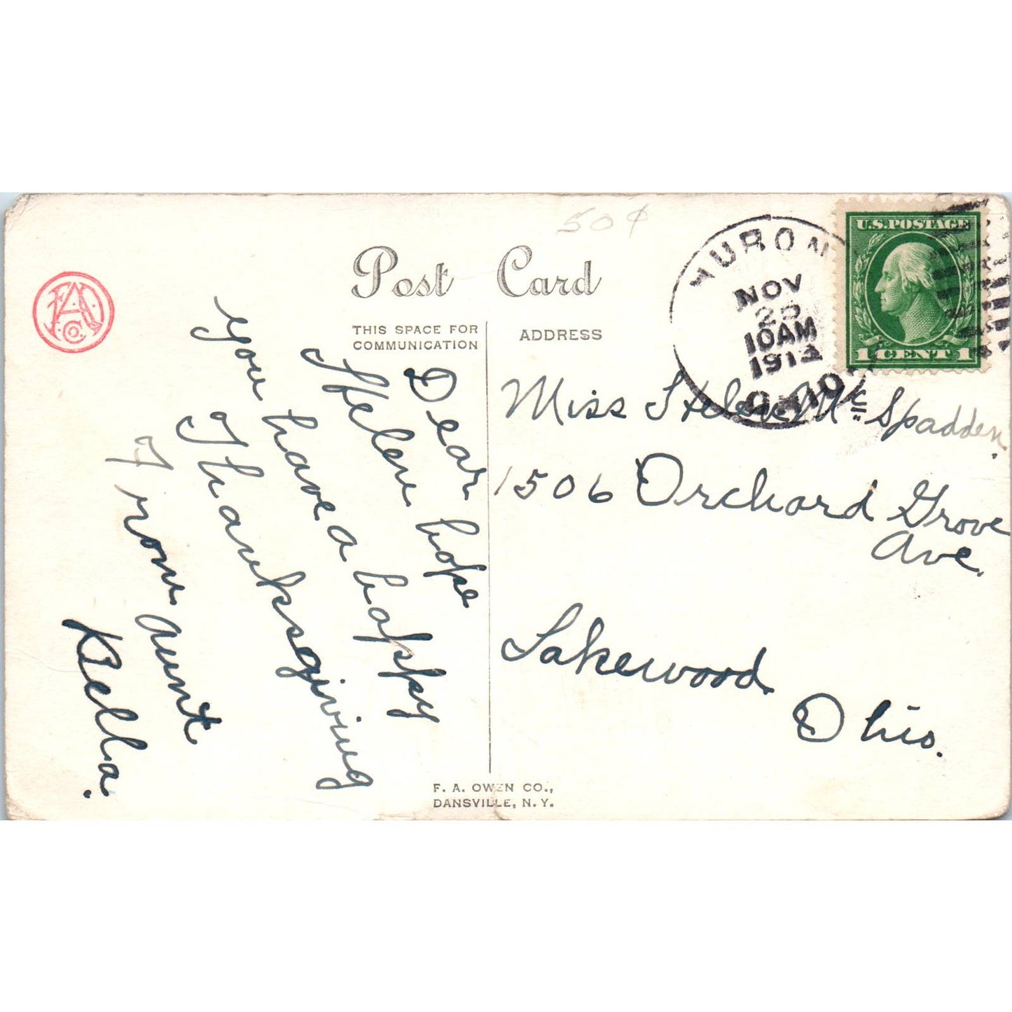 Thanksgiving Julia Woodworth Cupid Cards 1913 Original Postcard TK1-22