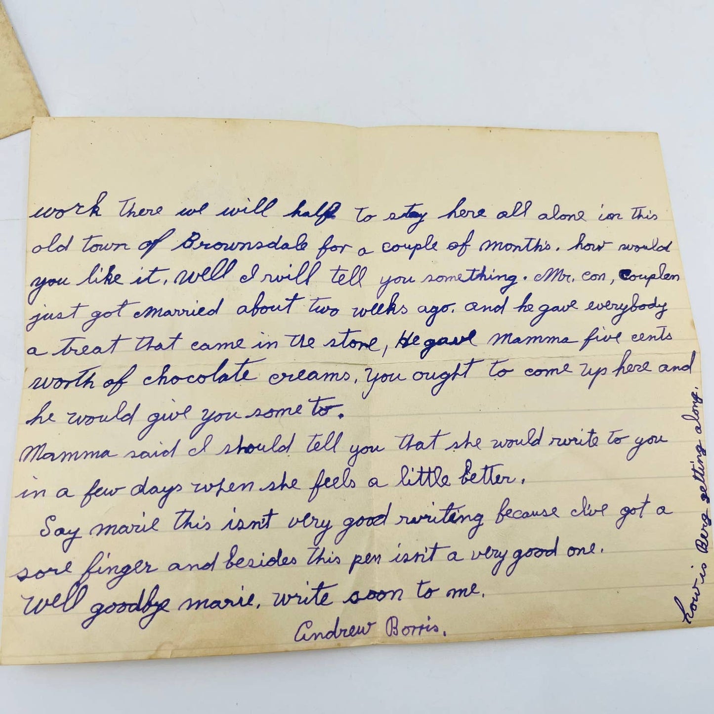 Antique 1906 Letter & Envelope Between Brownsdale MN and Mason City Iowa C5