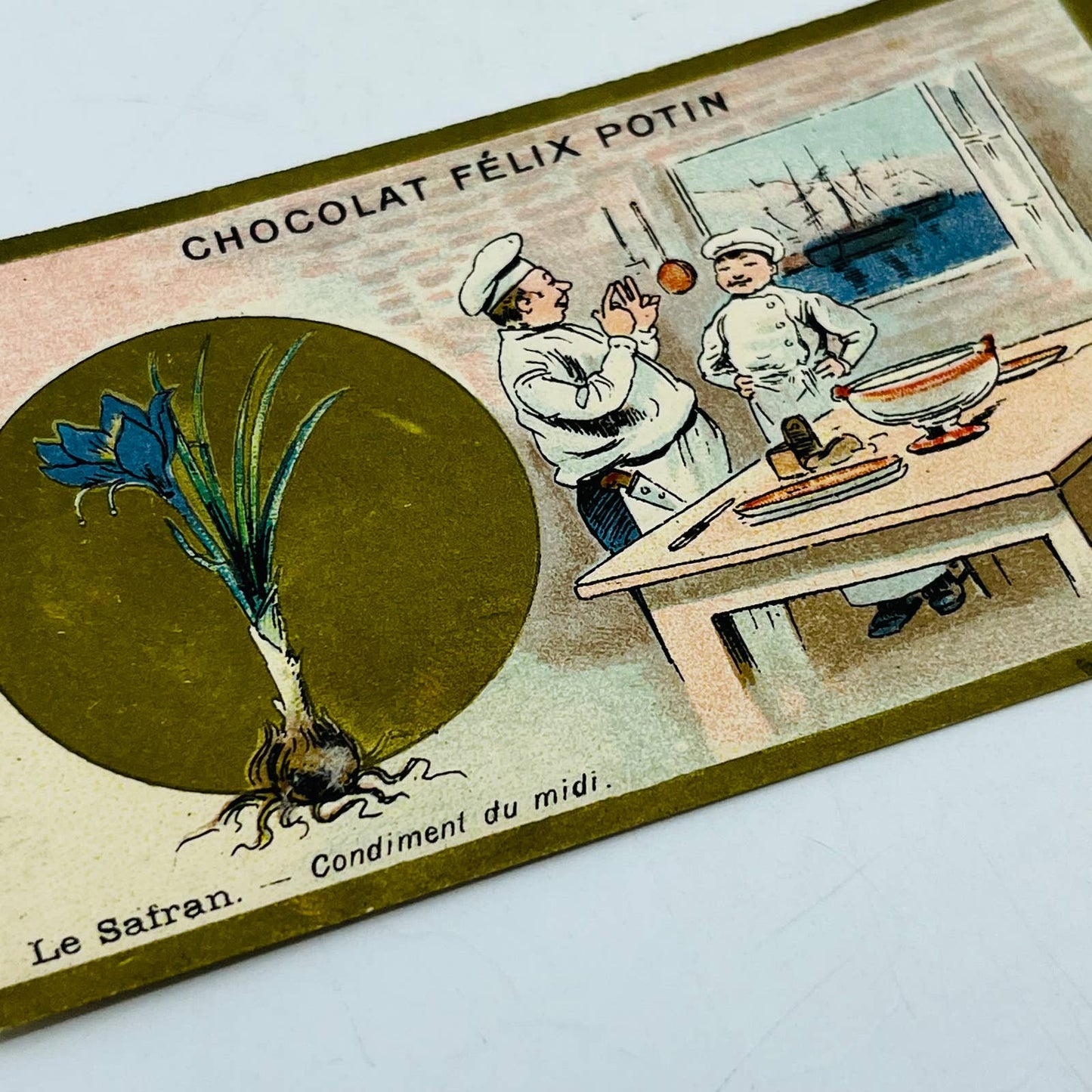 Victorian 1800s French Trade Card Chefs Cook Chocolate Chocolat Félix Potin AA2