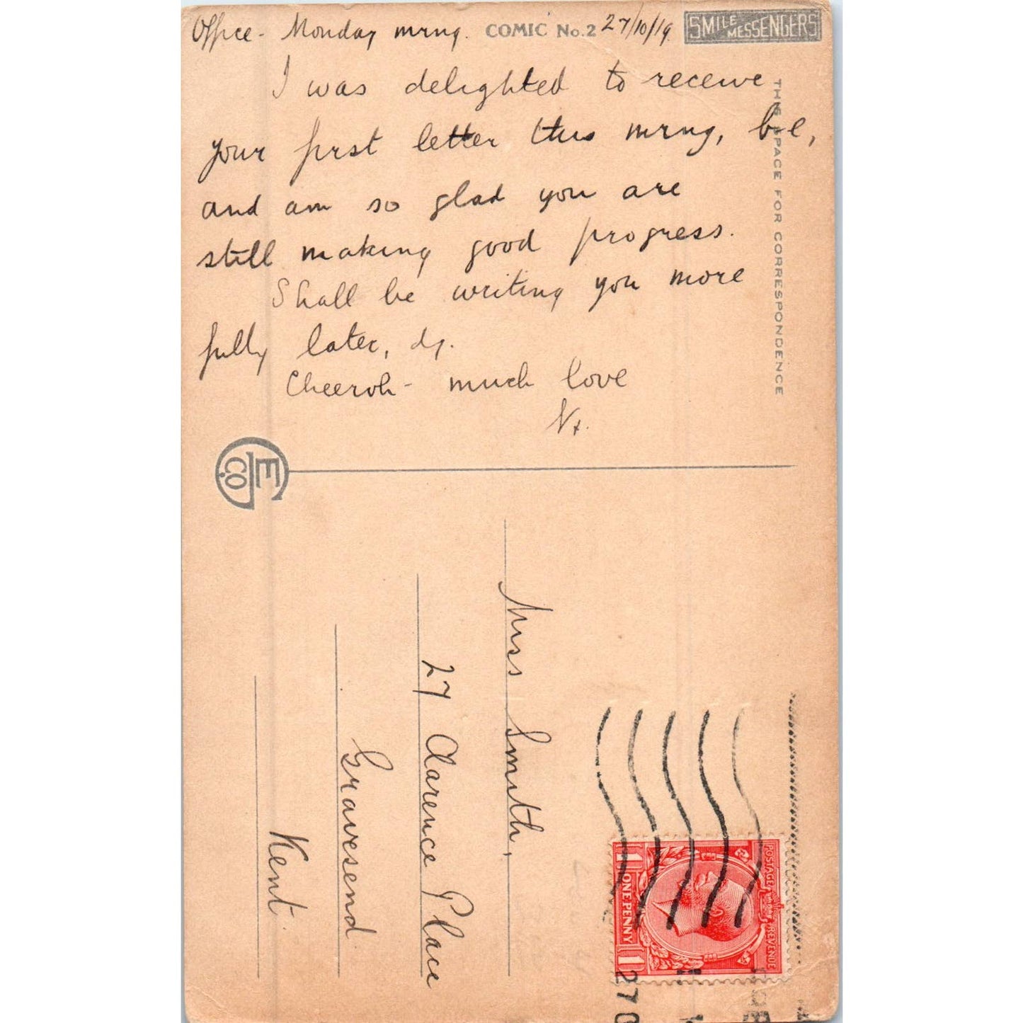 Little Boy "...There's Microbes in Kisses" Charles Twelvetrees Postcard TK1-P19