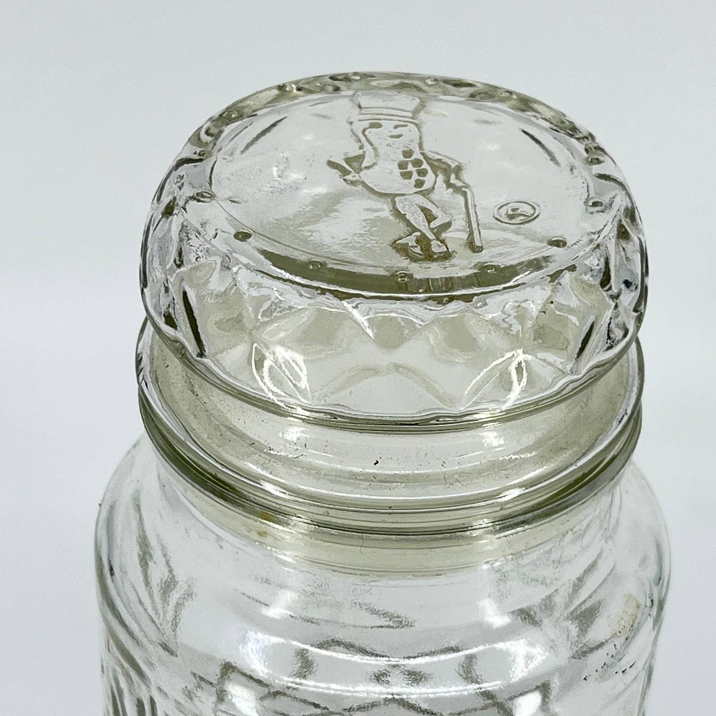 Planters Peanuts Cut Glass Canister Jar with Lid & Mr. Peanut Whistle TD8