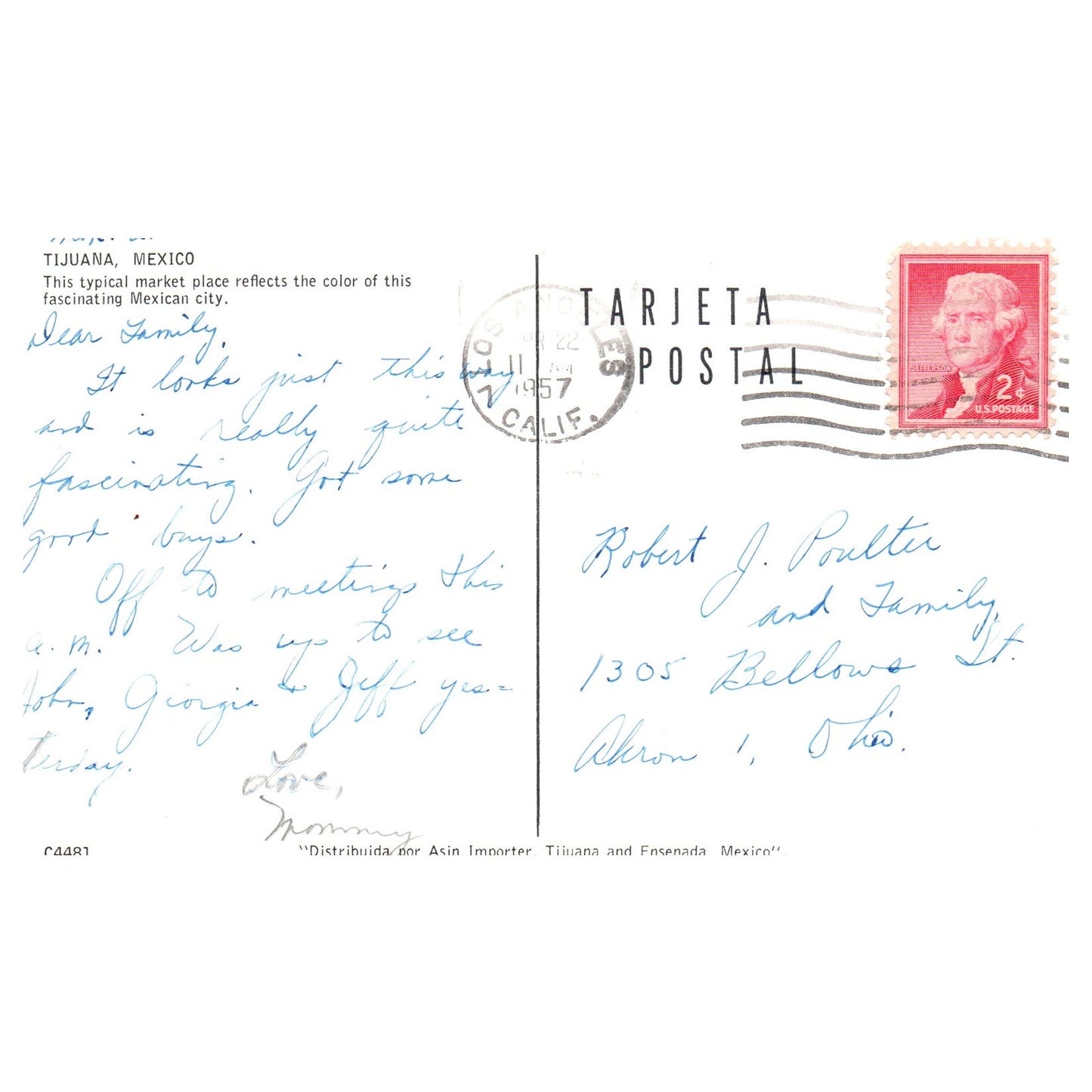 Vintage Postcard - Tijuana Mexico Marketplace 1957 P4-6