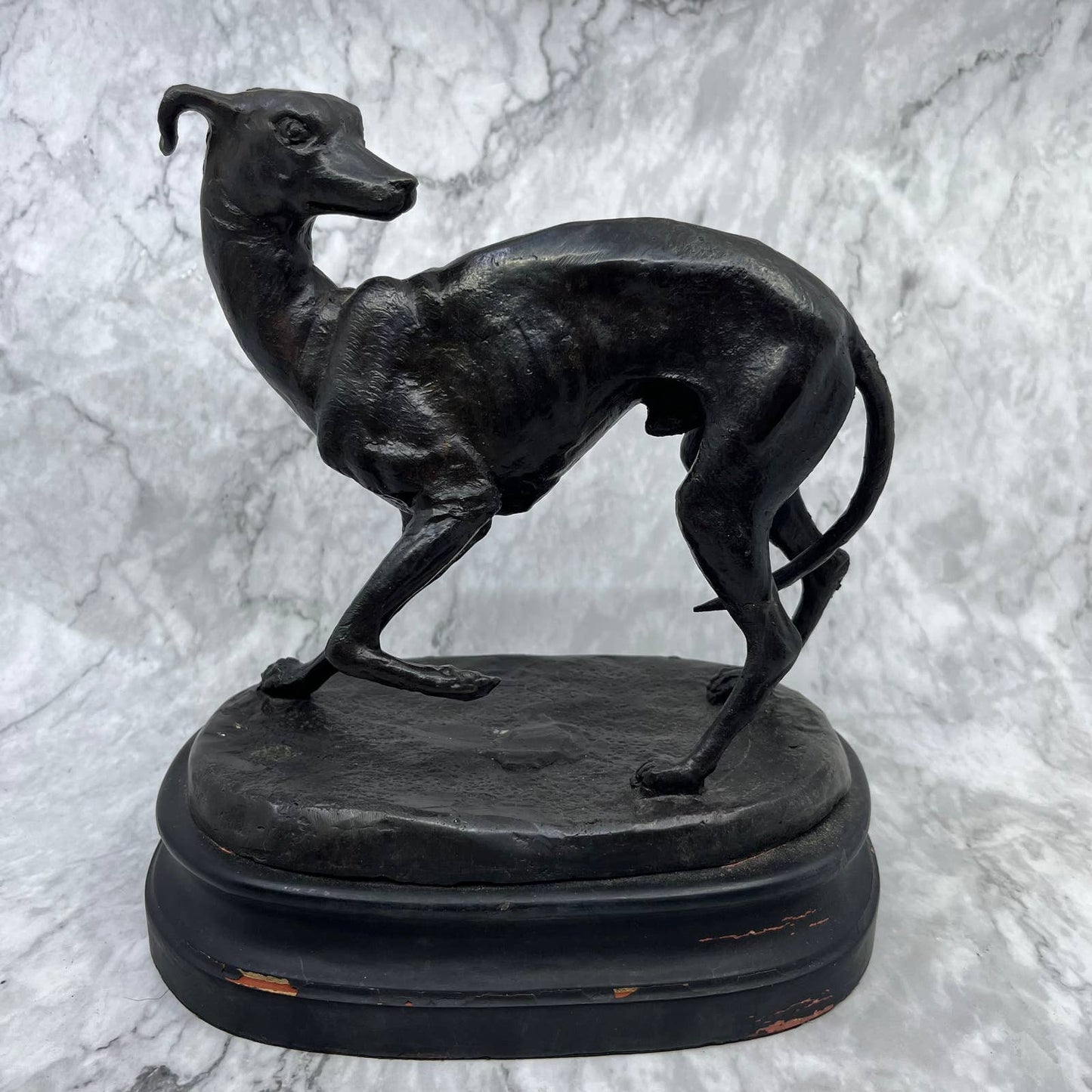 Vintage Bronze Whippet Greyhound Standing Statue Sculpture Racing Dog ~10x10
