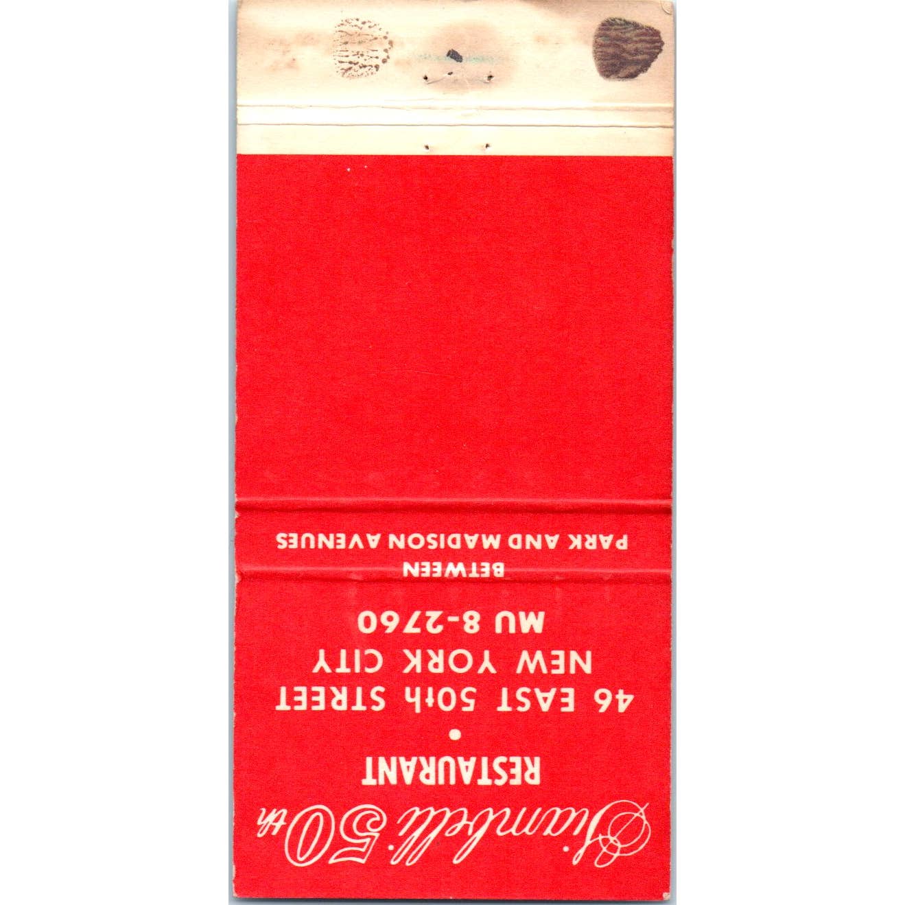 Giambelli 50th Italian Cuisine NYC Advertising Matchbook Cover SA1-M10