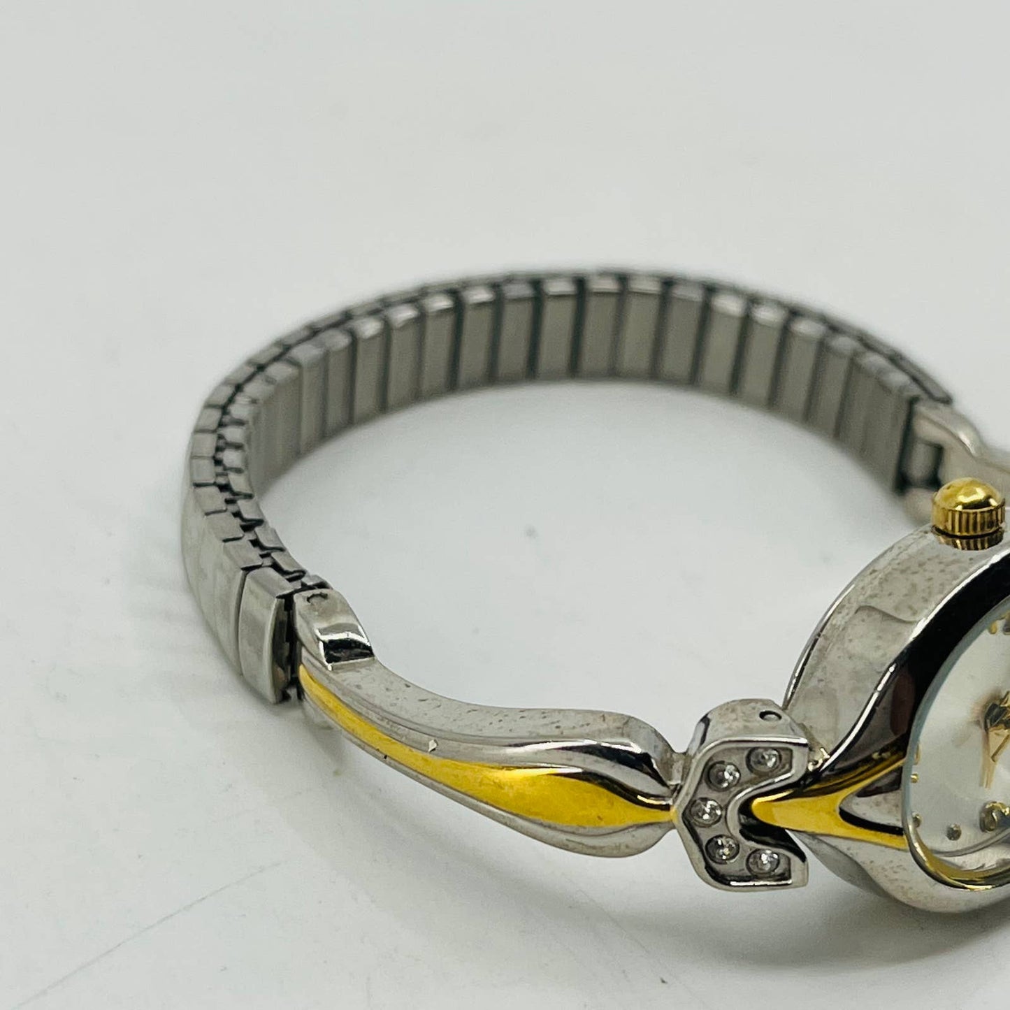 Vintage Gold & Silver Tone Quartz Watch Metal Stretch Band SA9