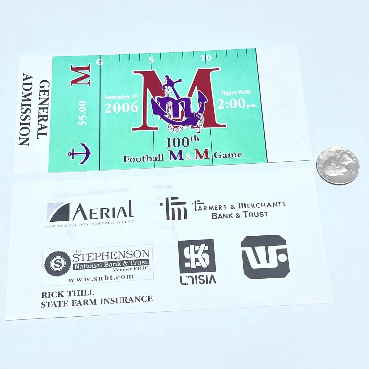 2006 M&M Game 100th Anniversary Tickets Menominee Maroons Marinette Marines AC1