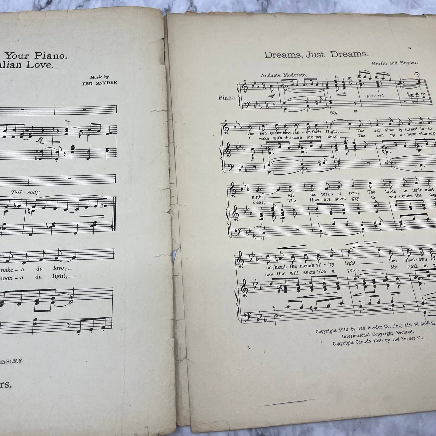 Dreams Just Dreams By Irving Berlin Frew Art 1910 Sheet Music Art Nouveau TJ4-2
