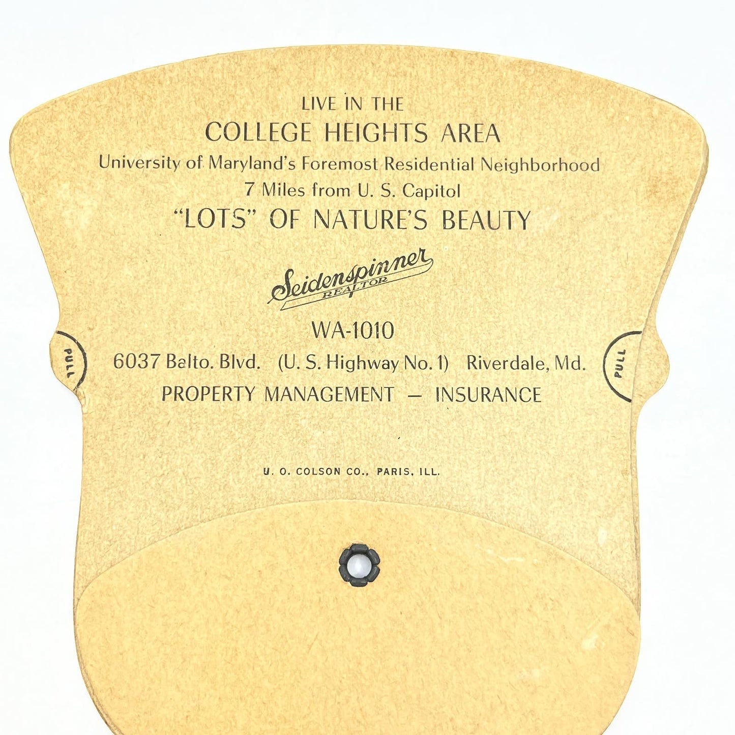 Antique Fold Out Advertising Fan Live in College Heights Area Riverdale MD AC3