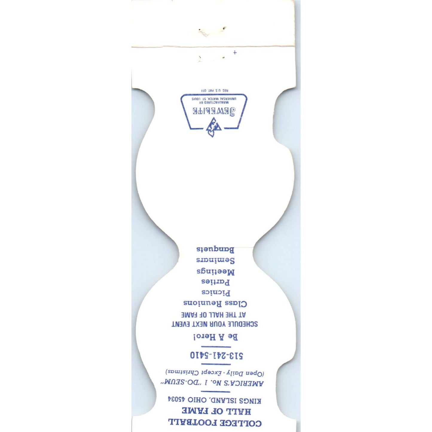 1980s College Football Hall of Fame Helmet Matchbook Cover SA1-M4