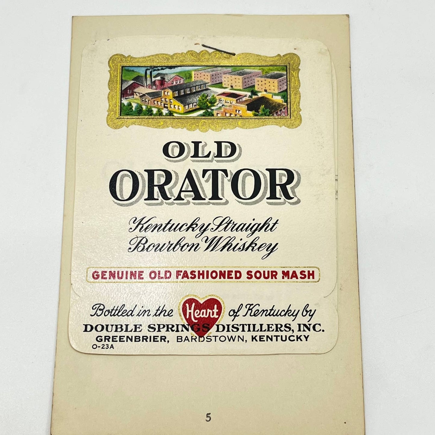 Old Orator Whiskey Label Set of 2 Double Springs Distillers Greenbrier KY