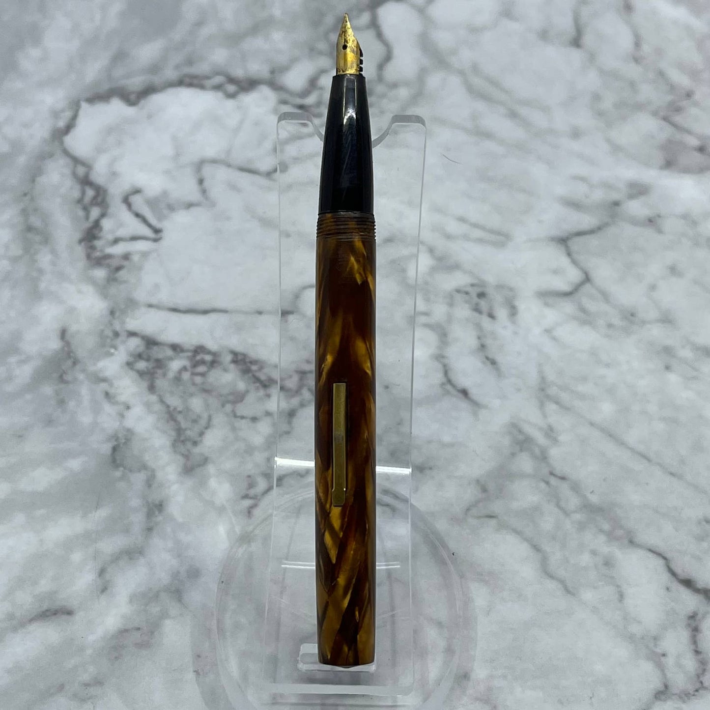 Vintage PACKARD Marbleized Brown Celluloid Fountain Pen Lever Fill SE6