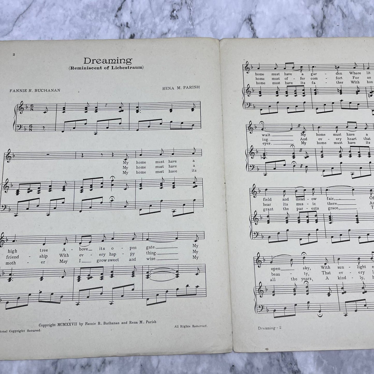 1927 Vintage DREAMING 4H Club Song for Girls Sheet Music Buchanan & Parish TH5