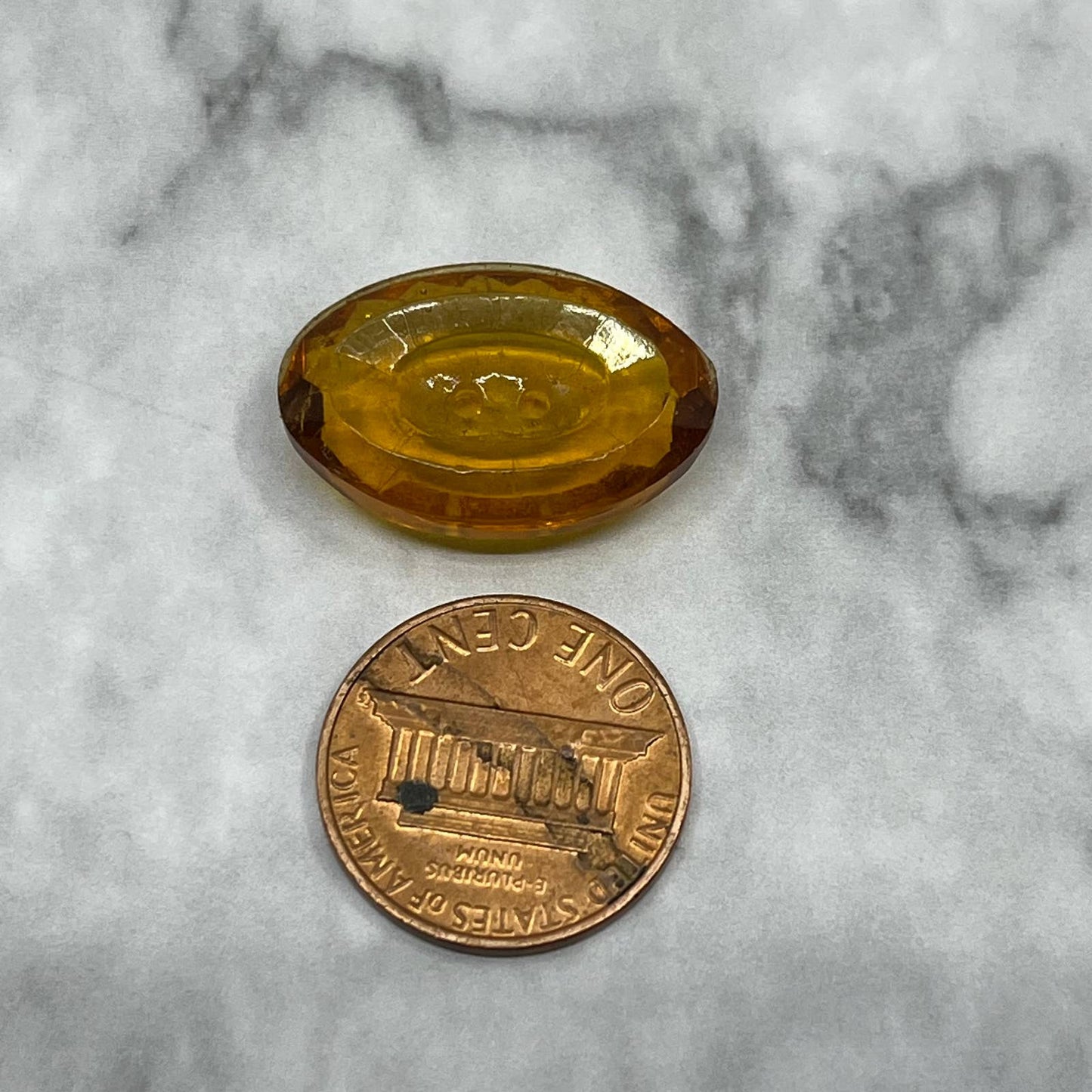 VTG Orange Oval Glass Button SE8