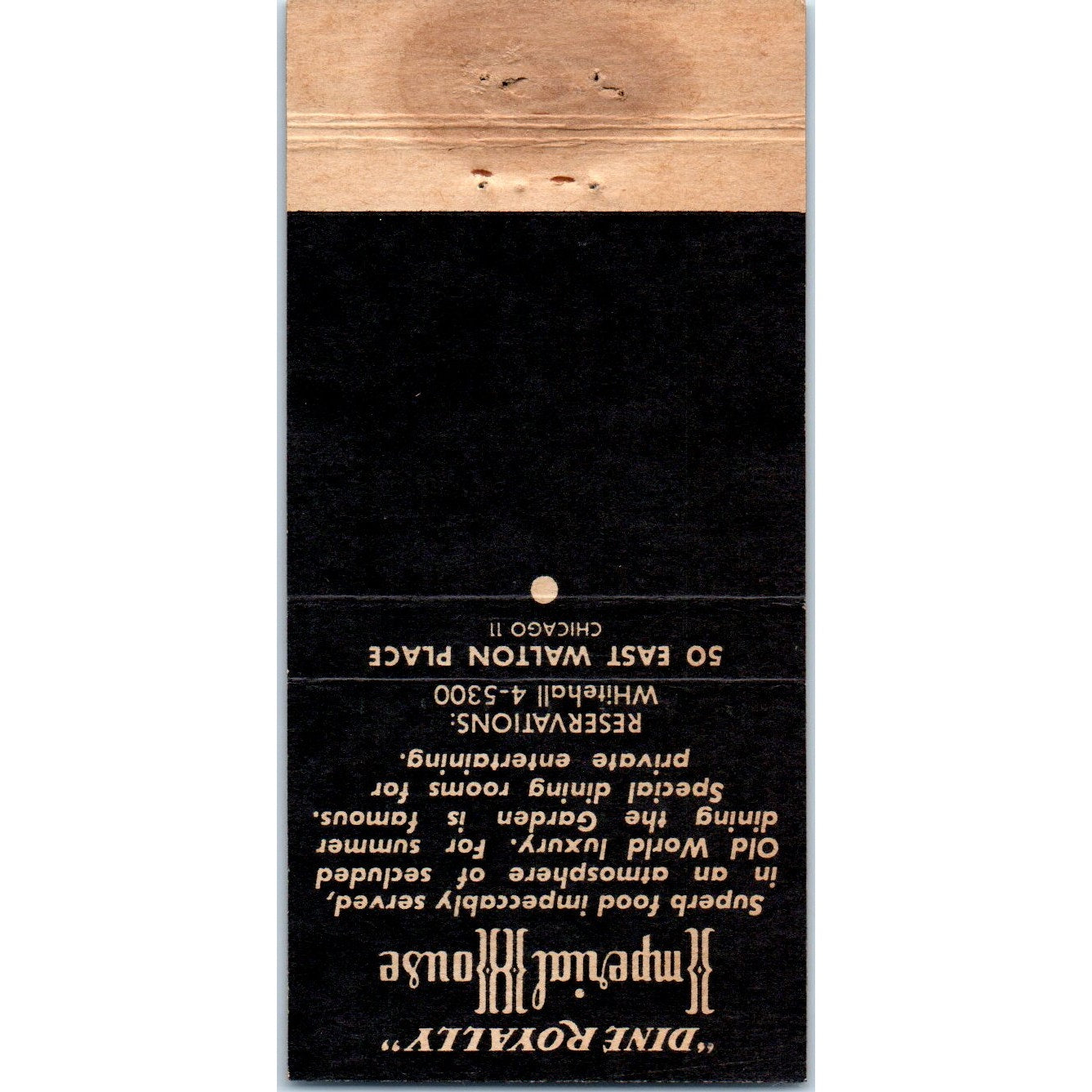Imperial House Chicago Advertising Matchbook Cover MM9-6