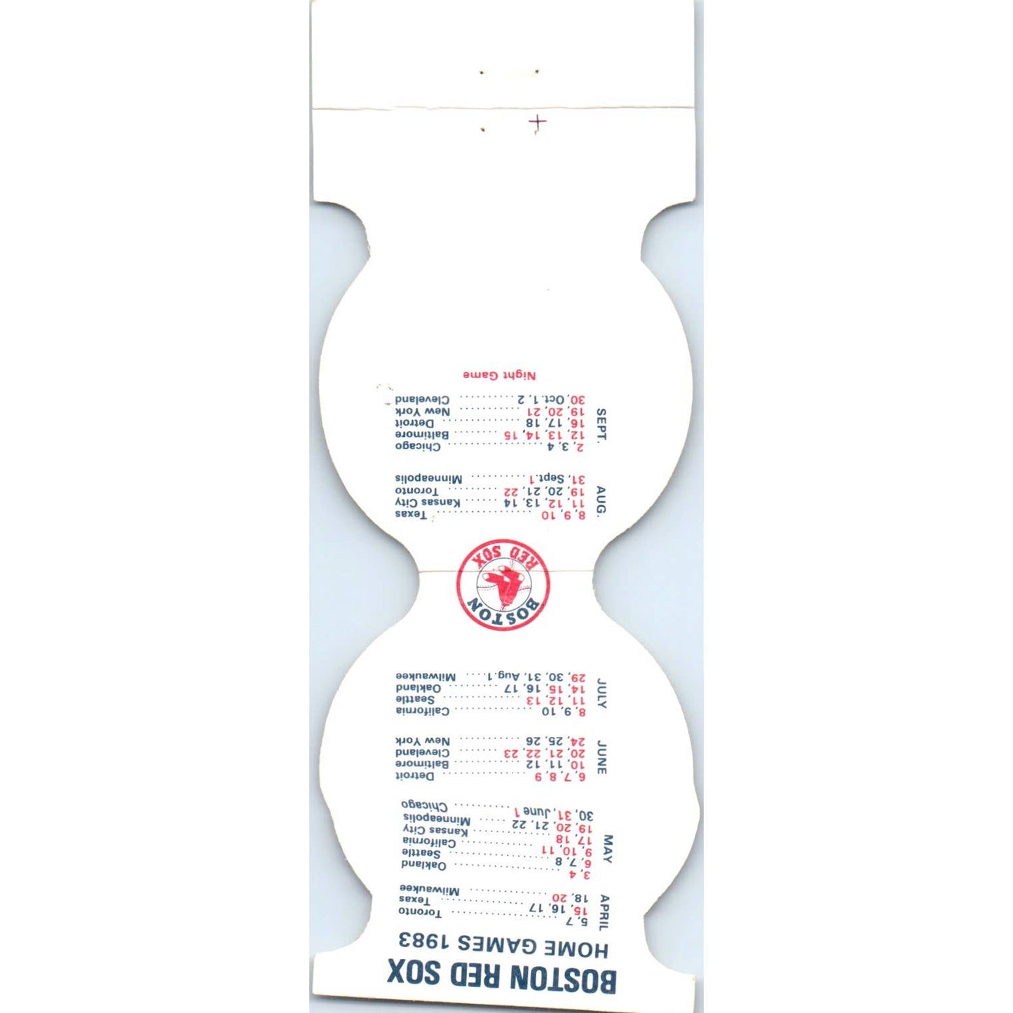 1983 Boston Red Sox Baseball MLB Schedule Matchbook Cover SA1-M4