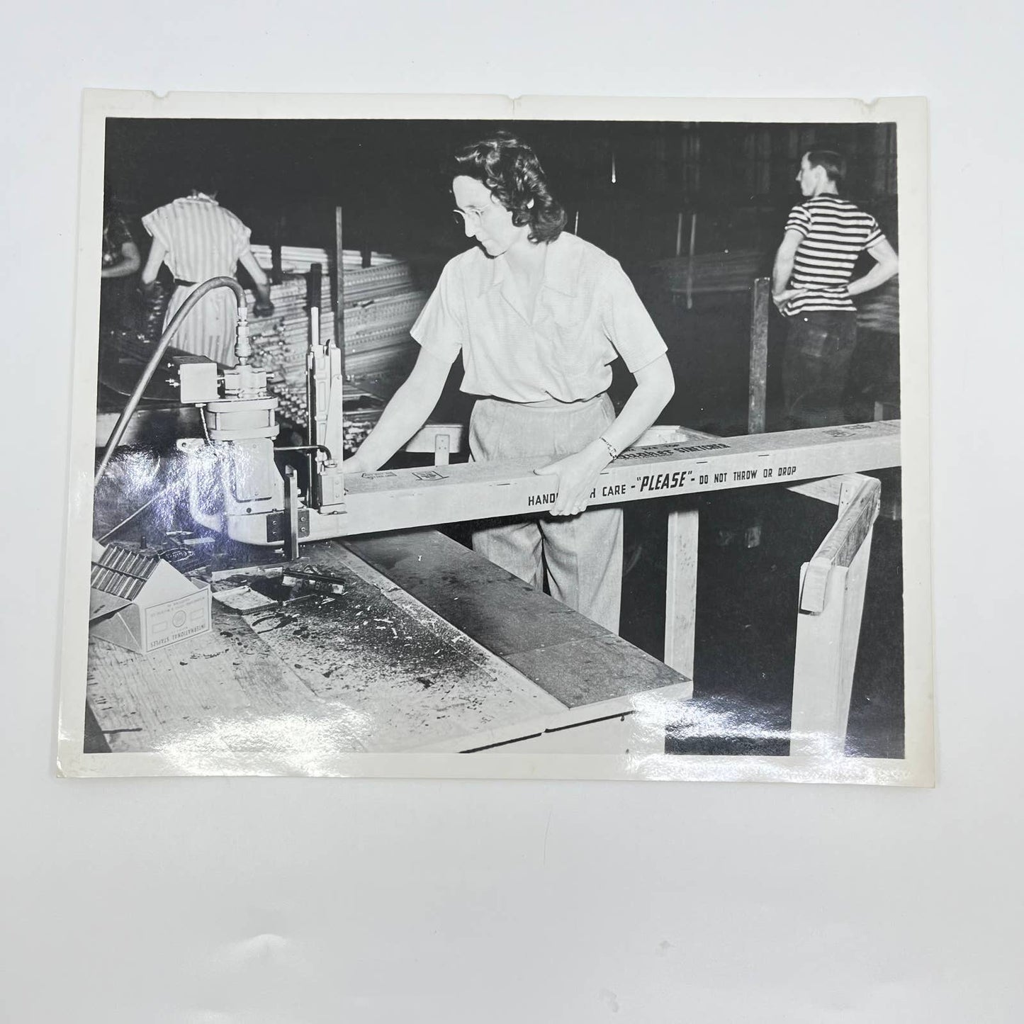 1940s WWII Assembly Line Manufacturing Photo Woman Working Kenosha WI AA7-16