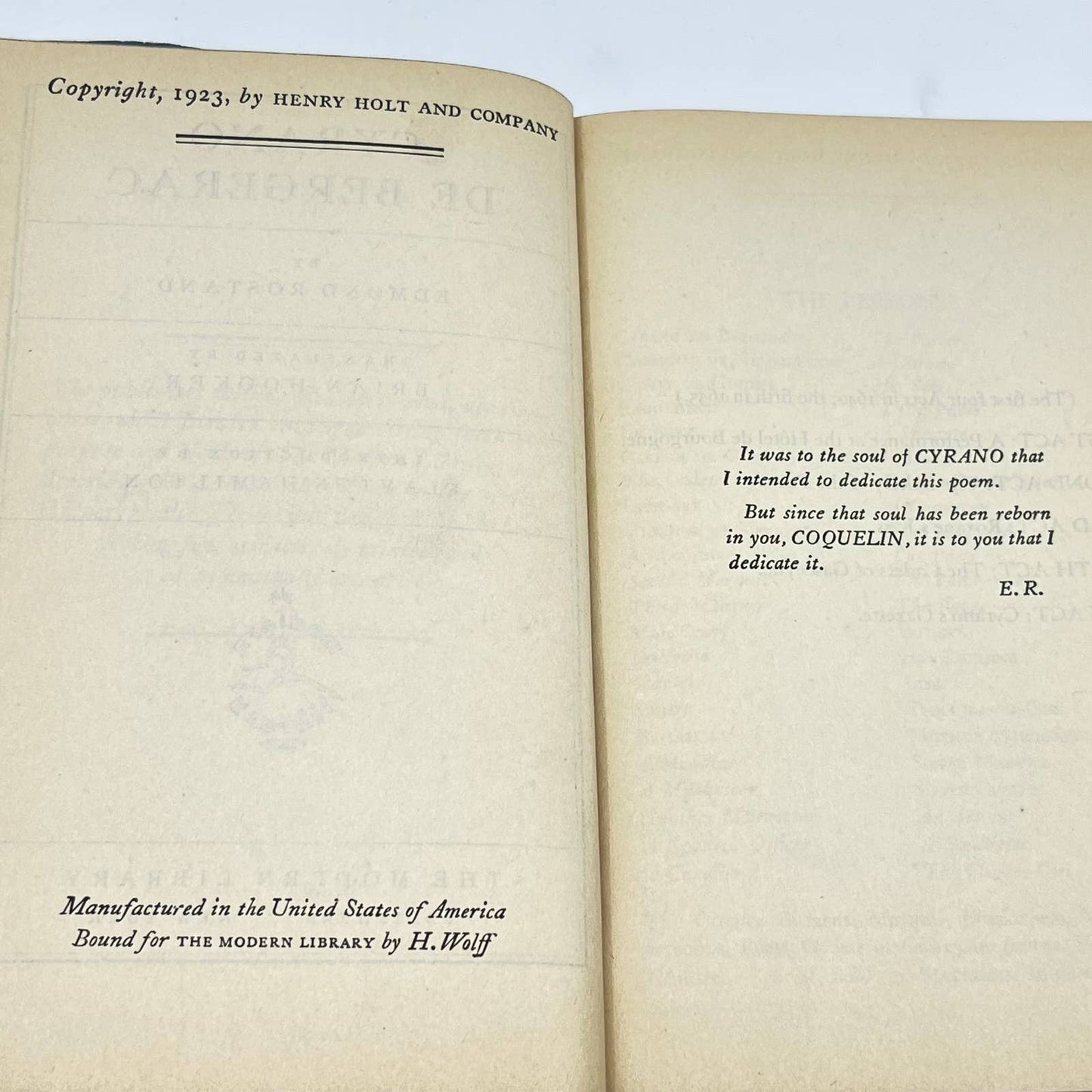 1923 Cyrano De Bergerac Modern Library Dust Jacket TF2