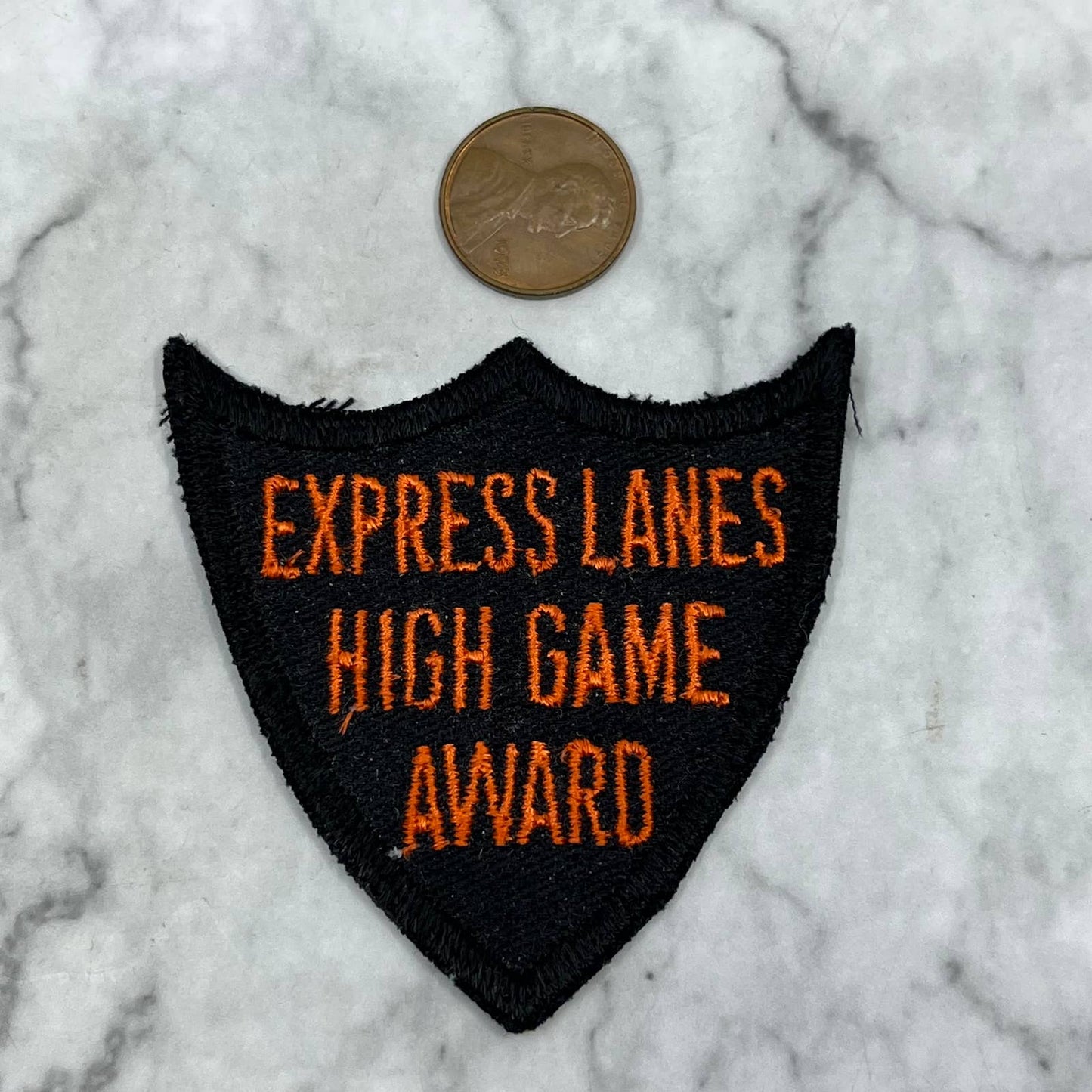 Vintage Embroidered Bowling Patch Express Lanes High Game Award SE7