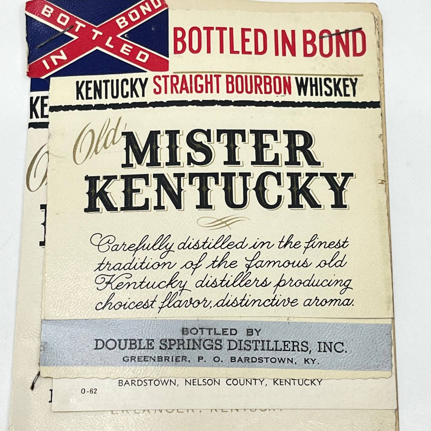Old Mister Kentucky Whiskey Label Set of 5 Double Springs Distillery Greenbrier