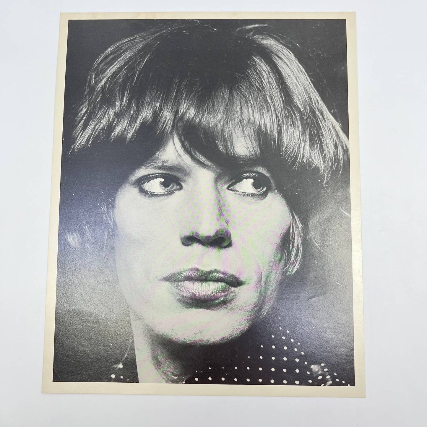 Vintage Rolling Stones Mick Jagger Head Shot Portrait Black & White 8x10 AB4-17