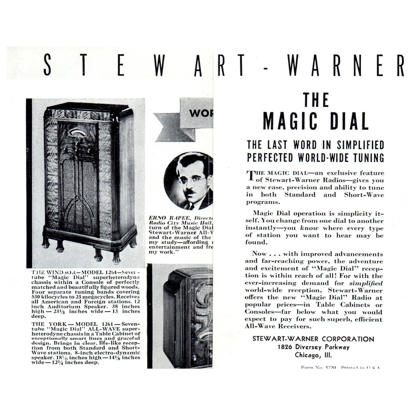 1920s Stuart-Warner 'Round-the-World Radios Fold Out Brochure Magic Dial SE4