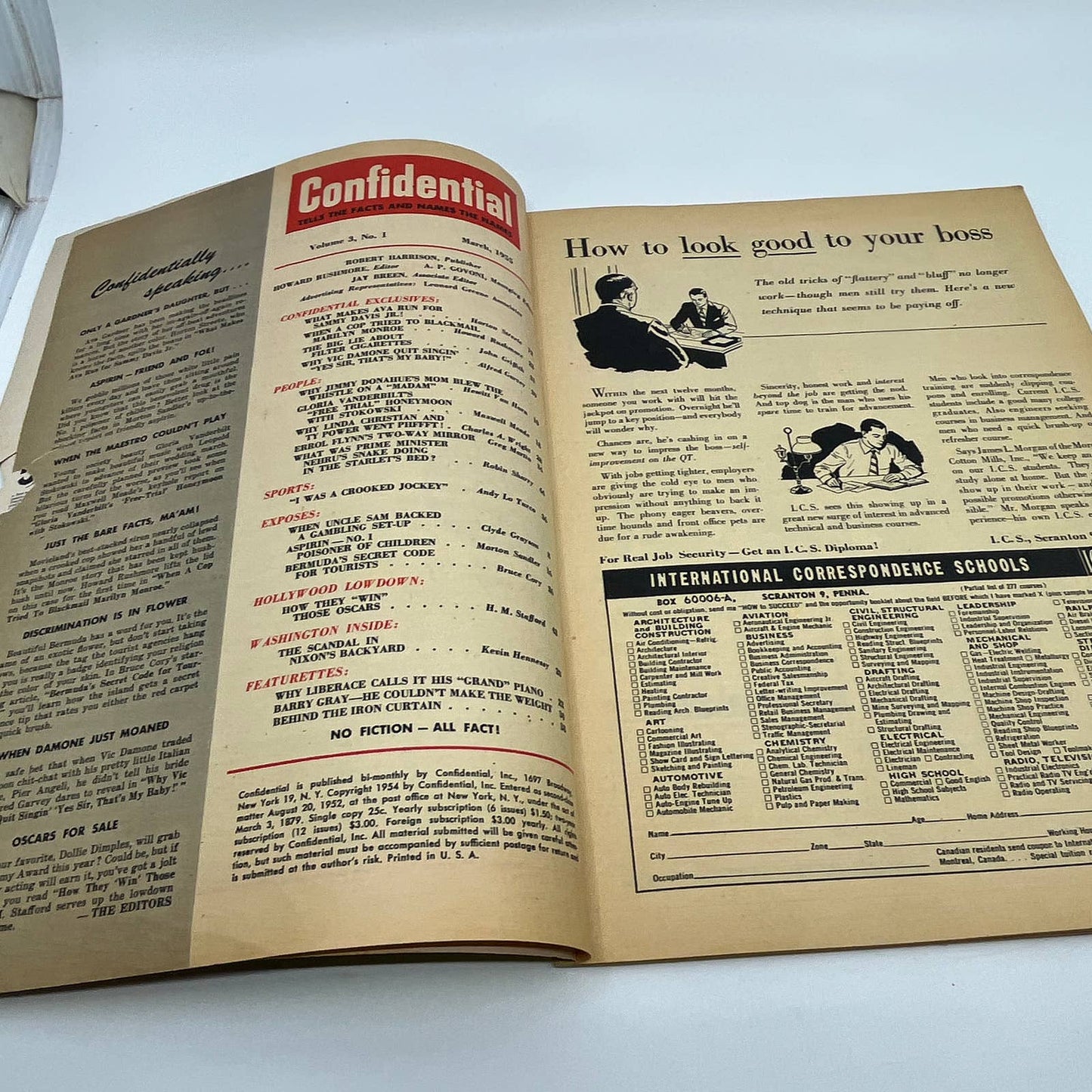 Confidential Magazine Mar 1955 Nixon Ava Gardner Sammy Davis Jr Vic Damone TG6