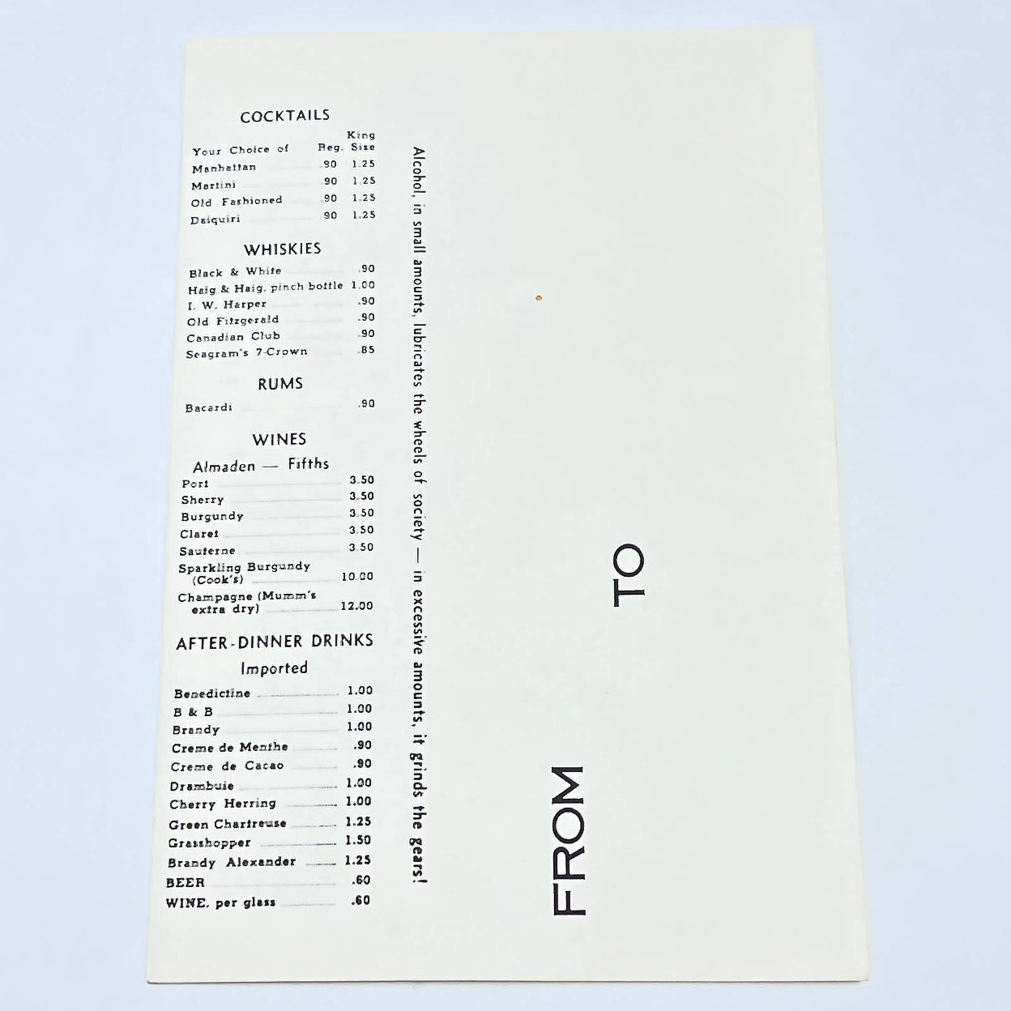 1960s The Garden of Eatin' Restaurant Menu Anchorage Alaska AC2