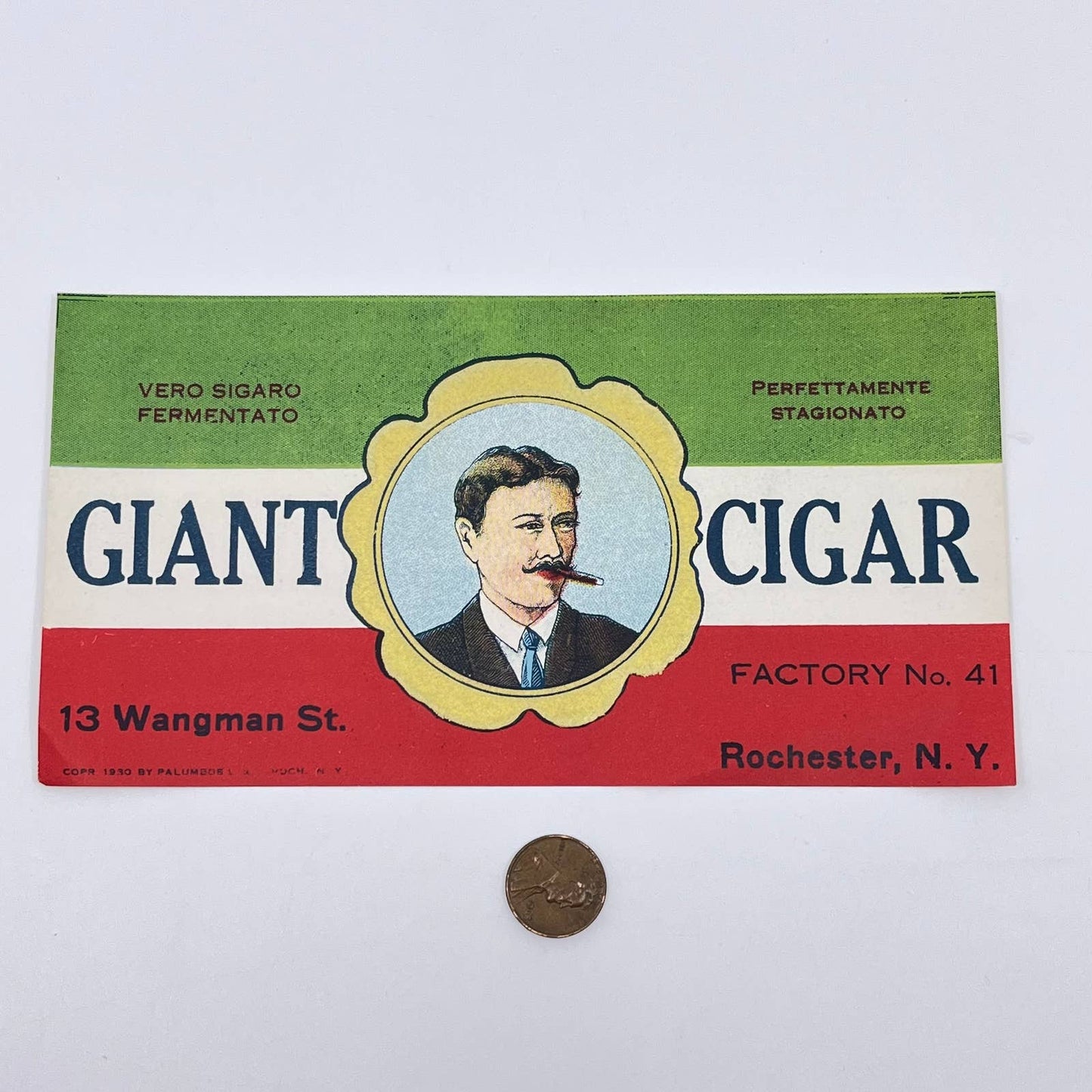 Vintage Giant Cigar Rochester NY - Cigar Box Label Embossed AA8