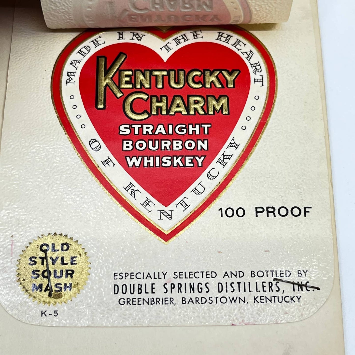 Kentucky Charm Bourbon Whiskey Label Set of 2 Double Springs Greenbrier KY