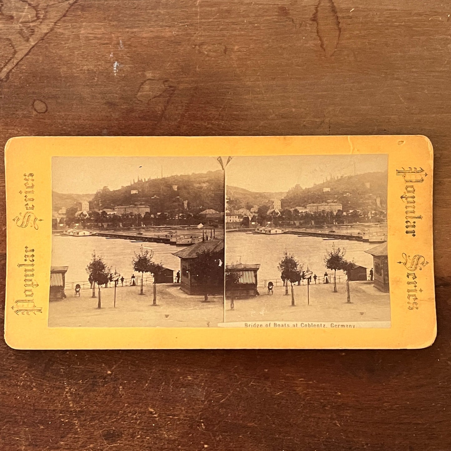 Bridge of Boats at Coblentz Germany Antique Stereoview Card H2-3