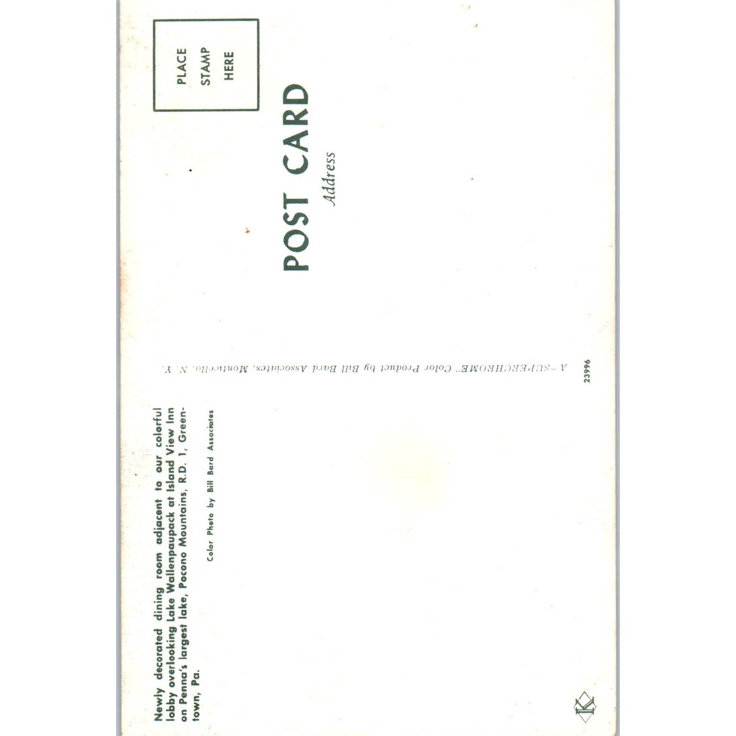 Vintage Postcard Dining Room at Island View Inn Greentown PA TD8-P2