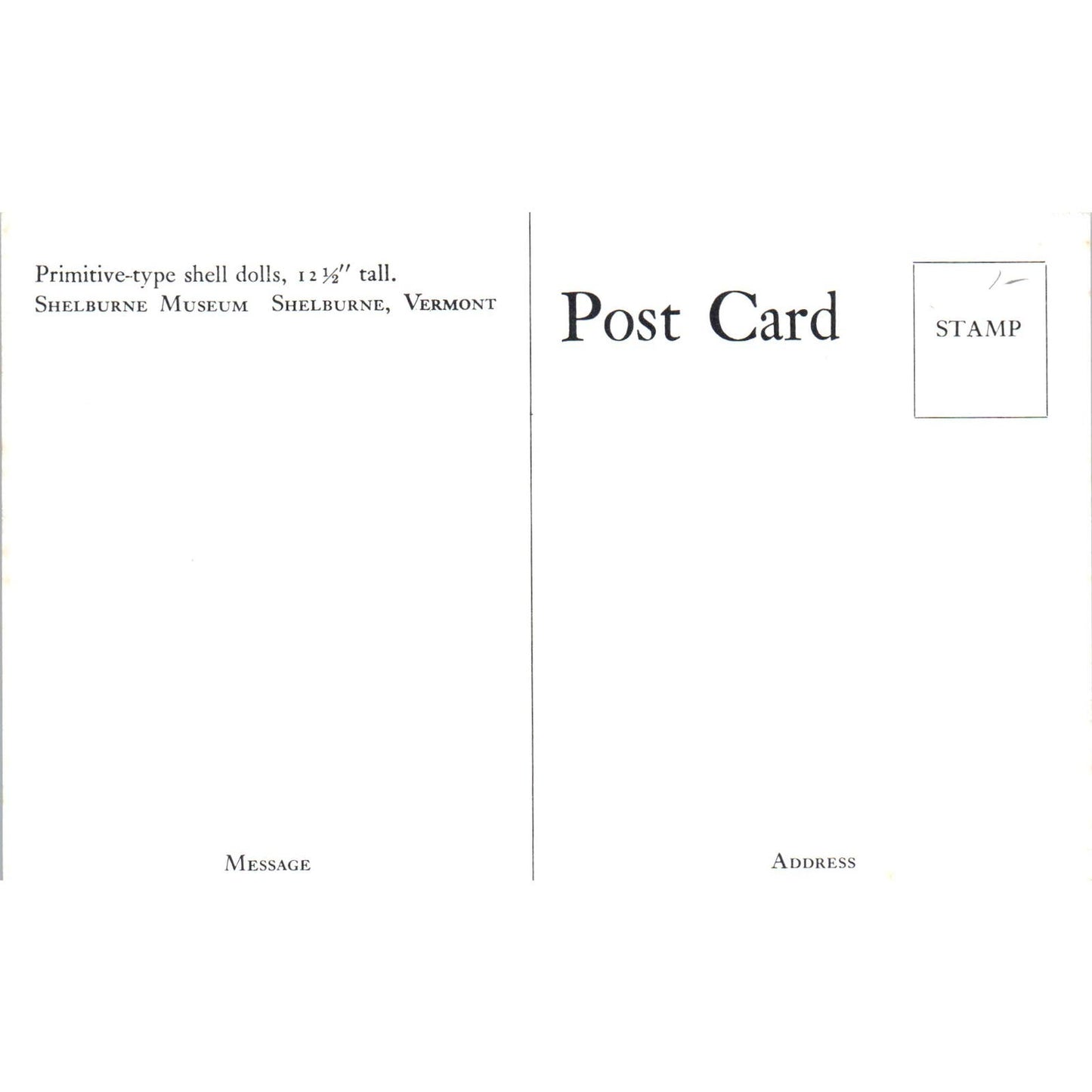 Primitive Shell Dolls Shelburne Museum Shelburne VT Original Postcard PB10