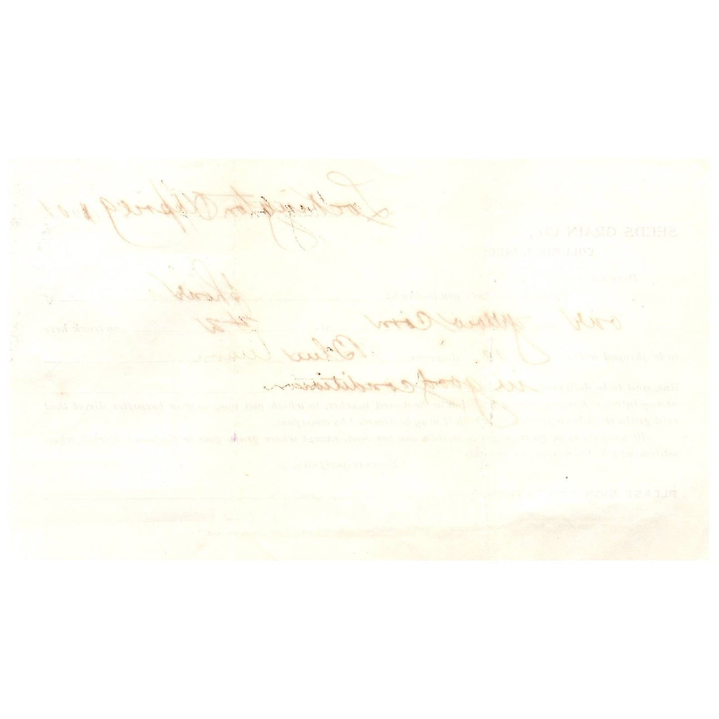 1901 Seeds Grain Co. Columbus Ohio Letterhead Memo AD8