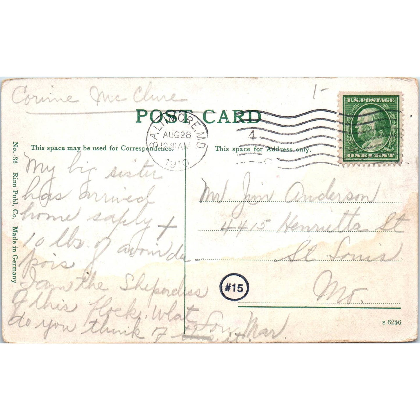 Druid Hill Park Mansion House Baltimore MD c1910 Original Postcard TK1-28