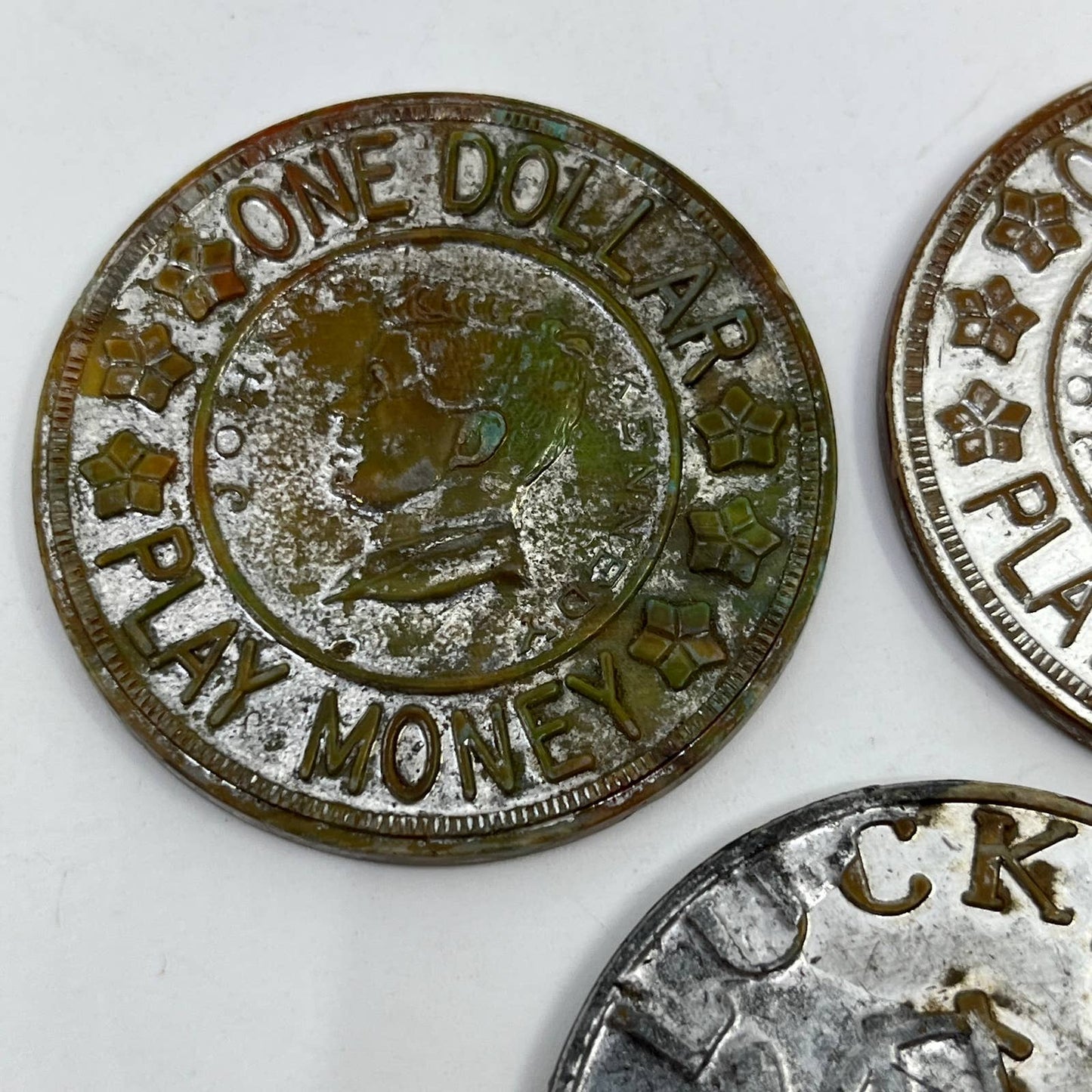 1960s Plastic JFK One Dollar Coin Lucky Play Money Kennedy Set of 3 SE1