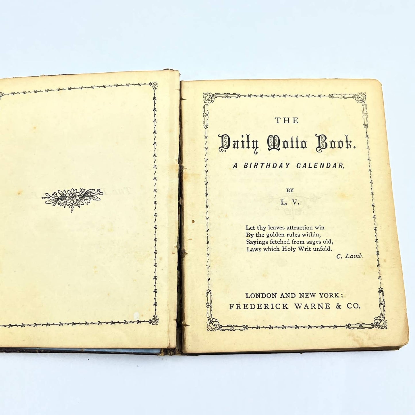 1886 The Daily Motto Birthday Calendar and Poetry Book Frederick & Warne Co. TG2