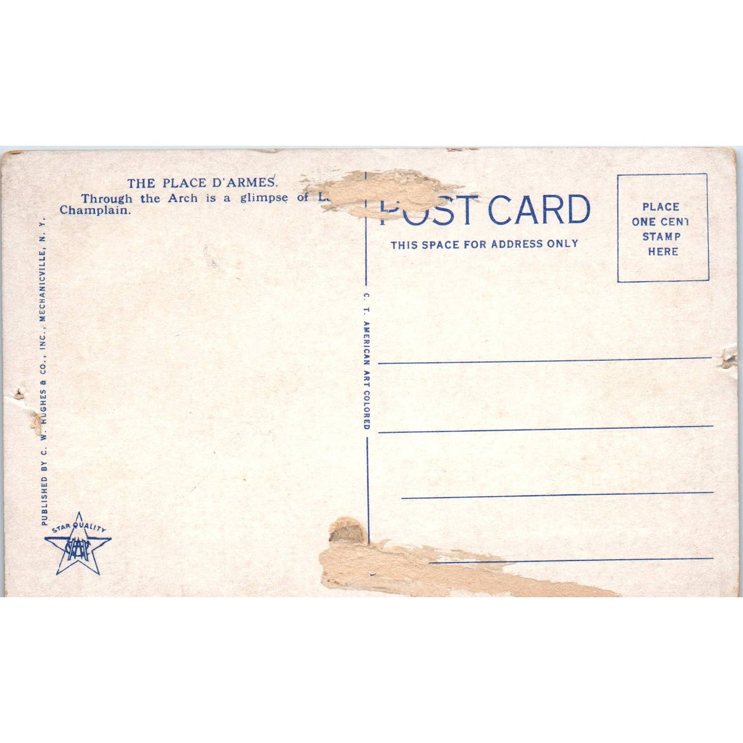 The Place D'Armes Fort Ticonderoga NY Original Postcard TK1-P1