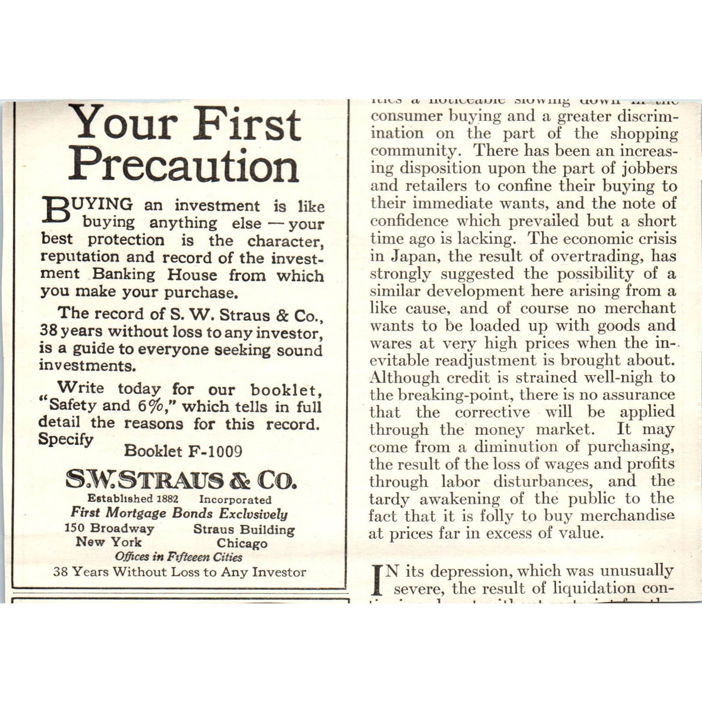 c1920 Harper's Magazine Ad - Peabody, Houghteling & Co Lasalle St Chicago EA3
