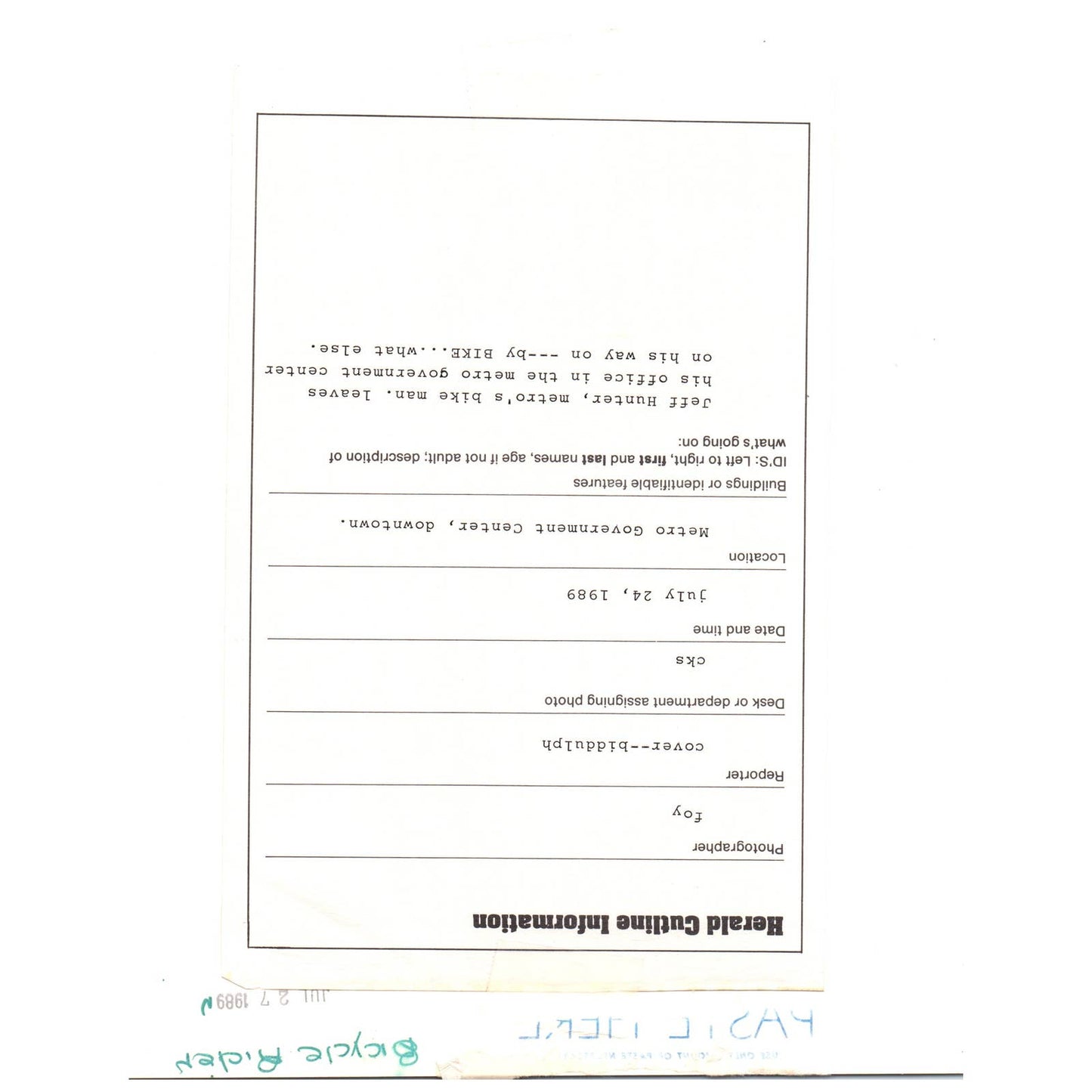 1989 Press Photo Cycling Jeff Hunter Riding Bike Miami Herald 8x10" AD3