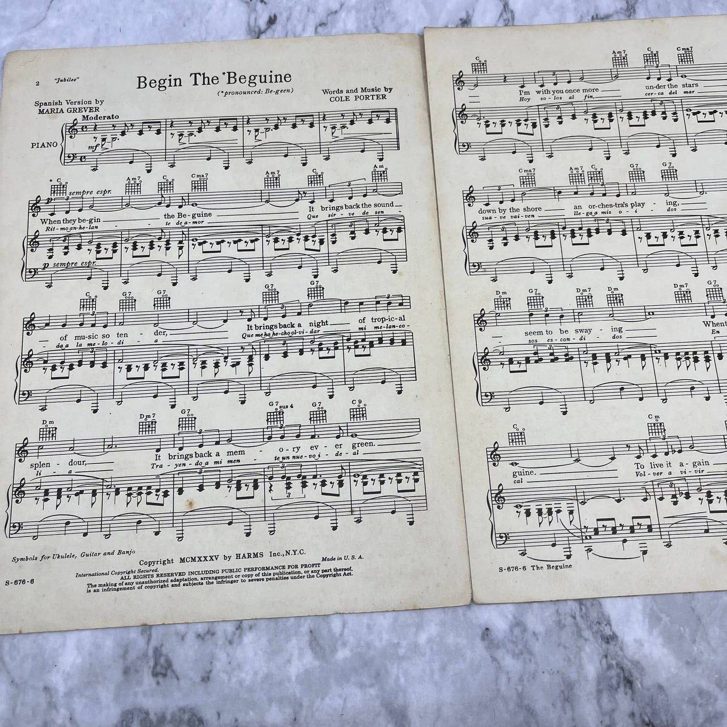 Begin The Beguine • Cole Porter • Vintage 1935 Sheet Music TH5