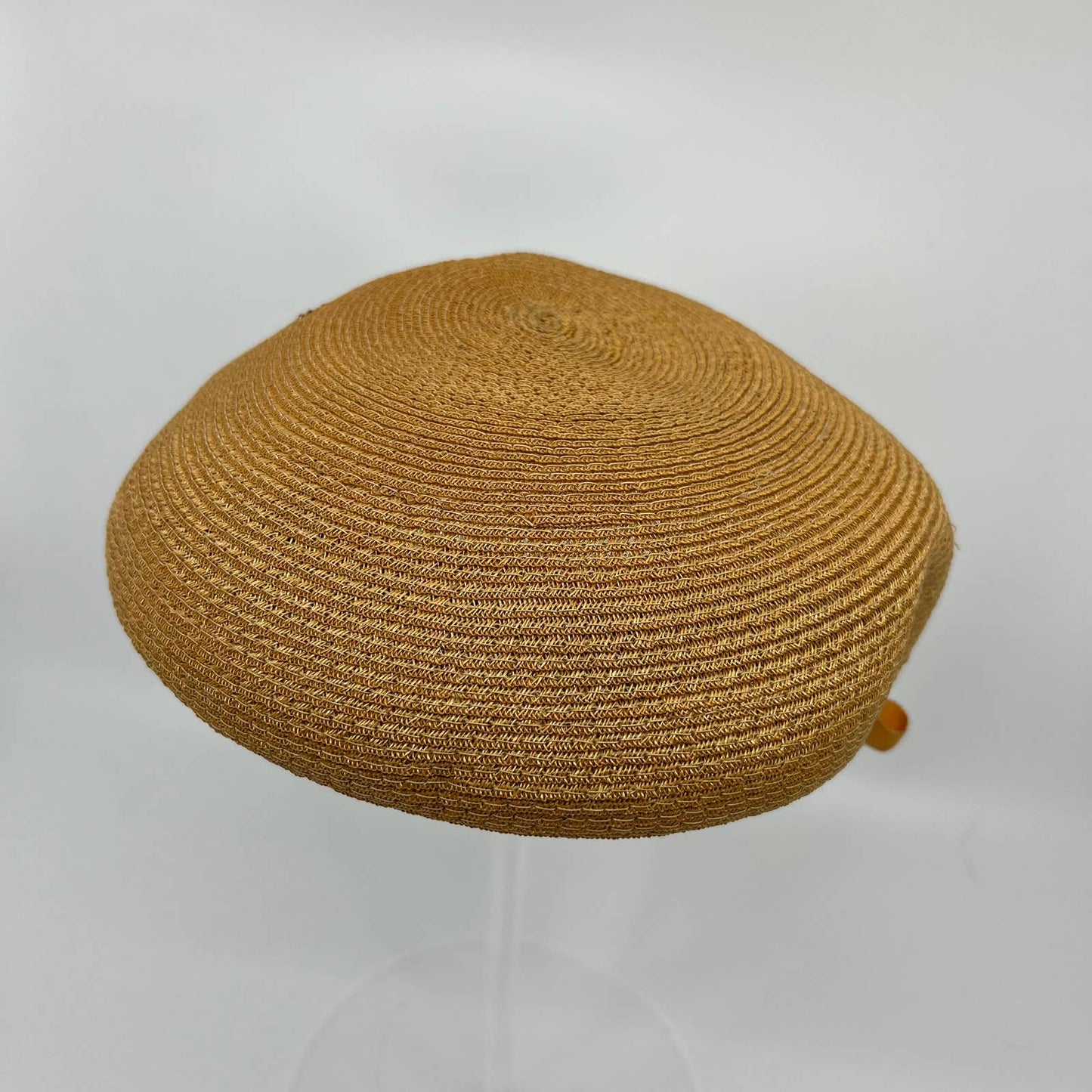 Vintage 1940s Orange Beanie Beret with Rear Bow Adjustable HB1