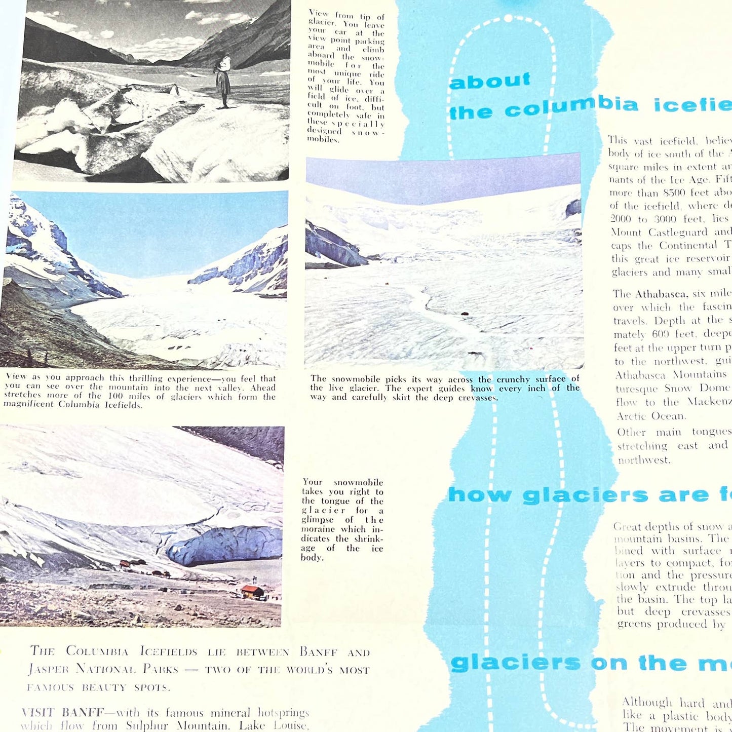 1950s Jasper Snowmobile Tours On the Columbia Ice Fields Travel Brochure AB8