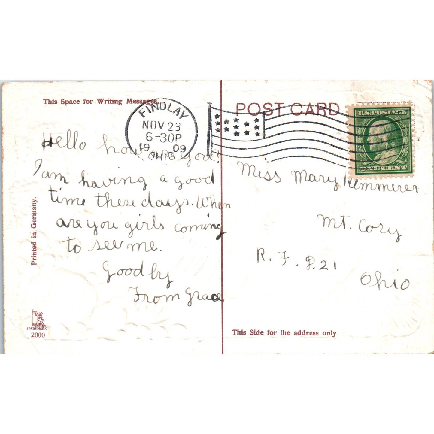 Thanksgiving 1909 Turkey Gilt Original Postcard TK1-22
