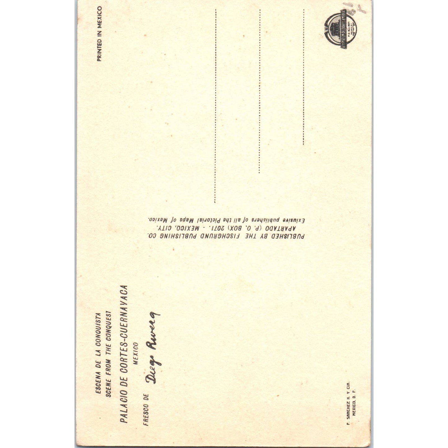 Scene From the Conquest Palacio De Cortés-Cuernavaca Original Postcard TK1-20