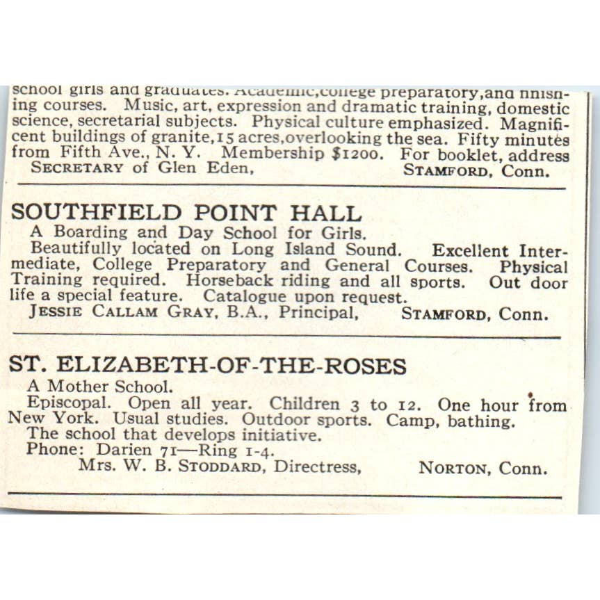 c1920 Harper's Magazine Ad - The Milford School S.B. Rosenbaum Conn EA3-2